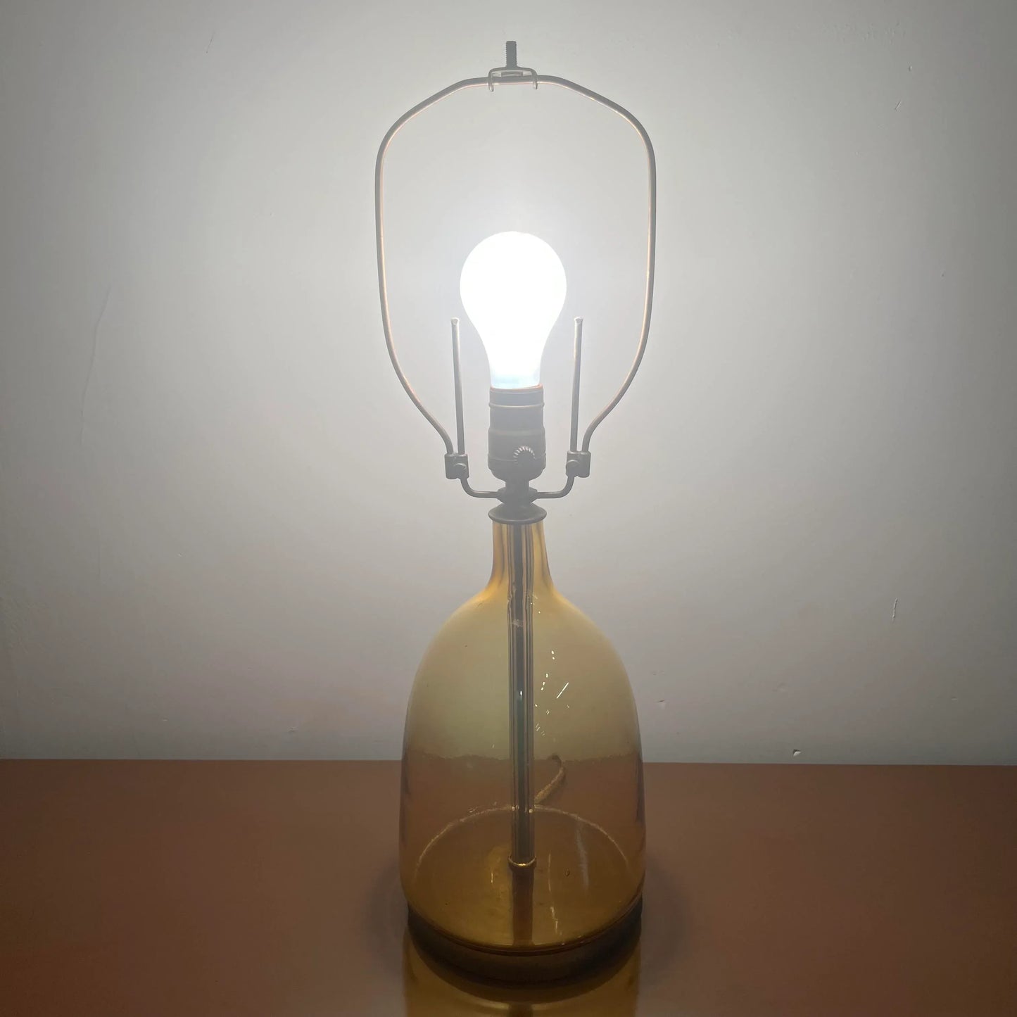 Mid Century Modern Blenko Glass Company Yellow Table Lamp, Unmarked