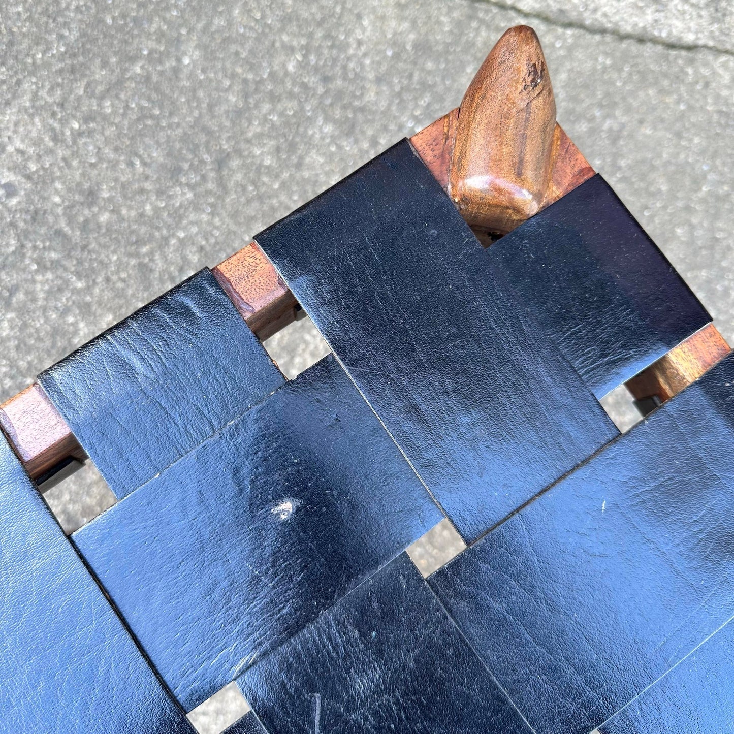 Edmund Spence Style Leather Woven Stool