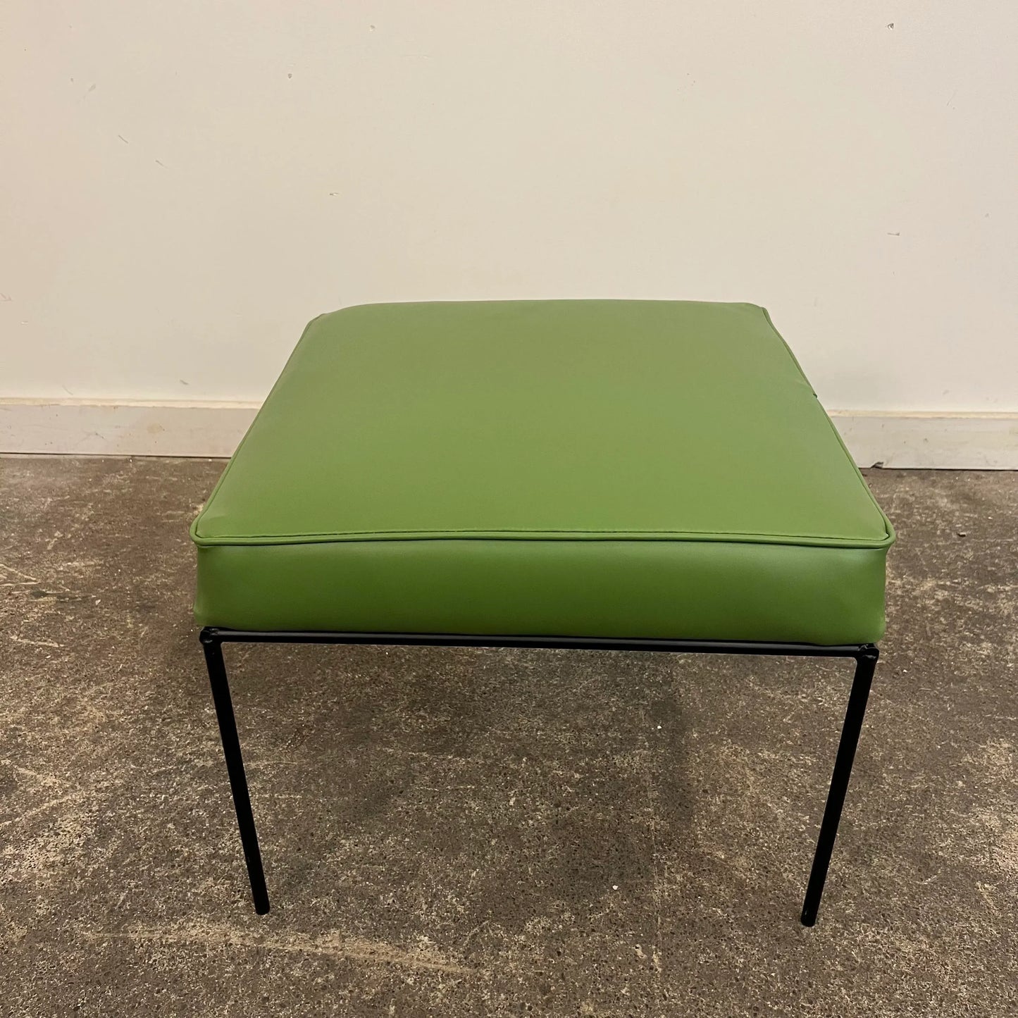 Paul McCobb Style Green Leatherette Ottoman