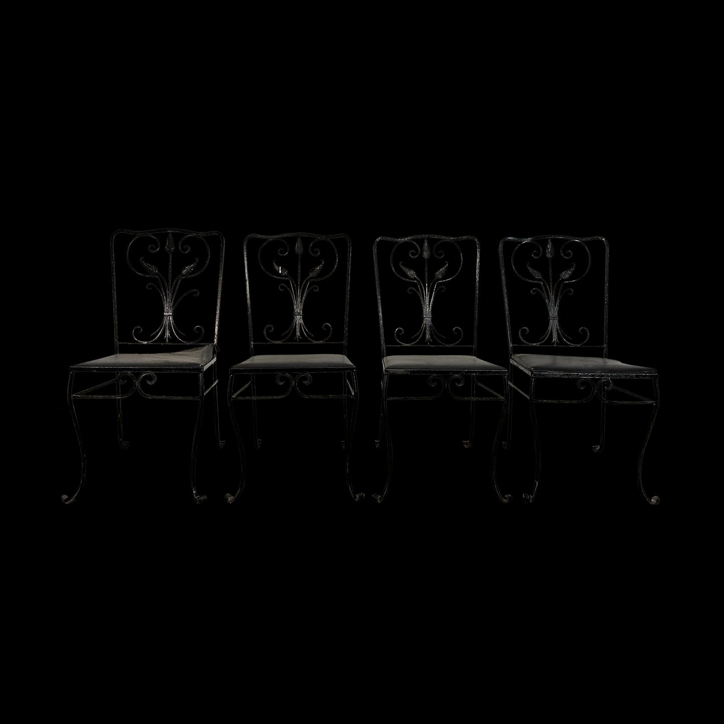 Set of 4 Salterini Iron Patio Dining Chair Art Deco, Attributed
