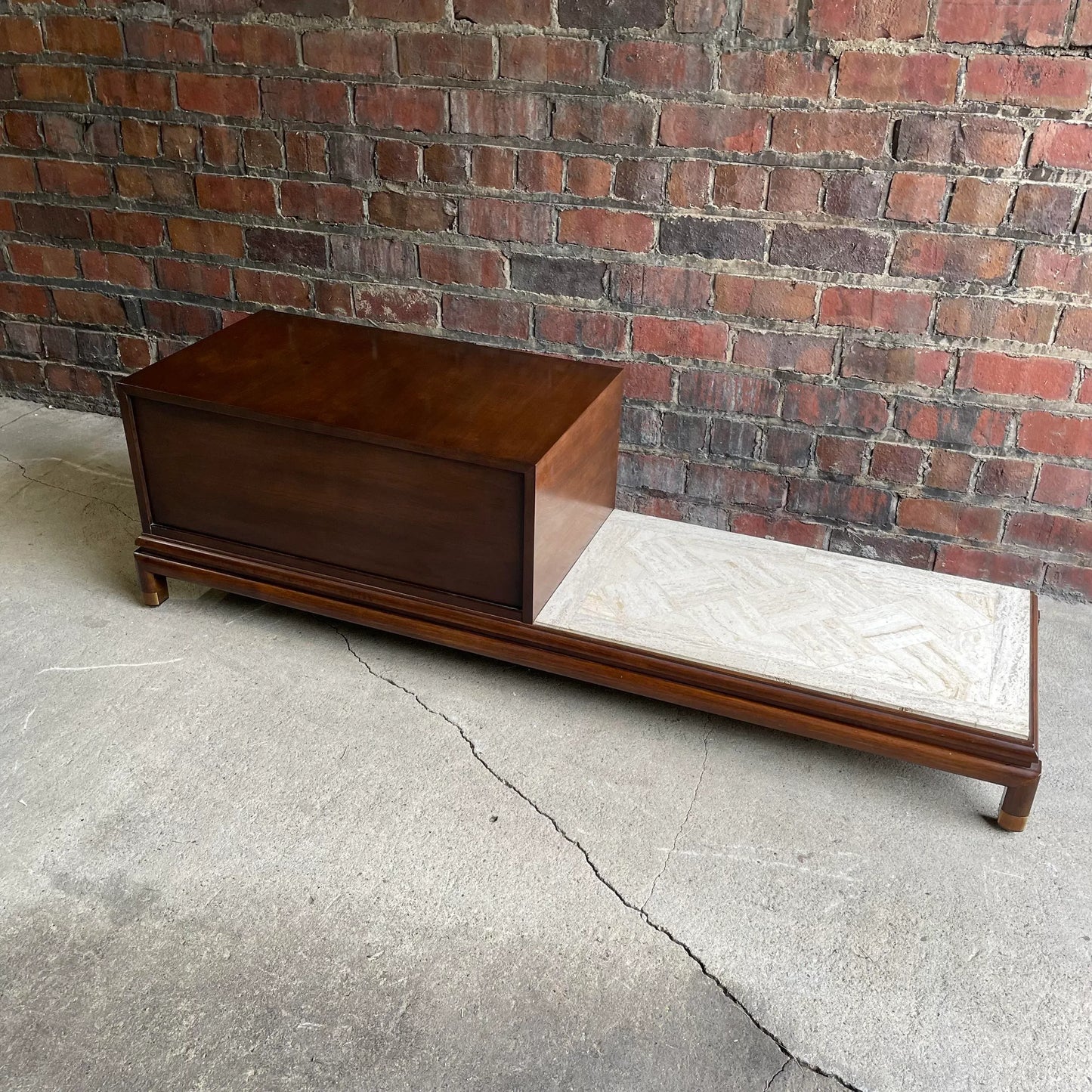 Johnson Furniture Mid-Century Modern Chest of Drawers with Marble Table