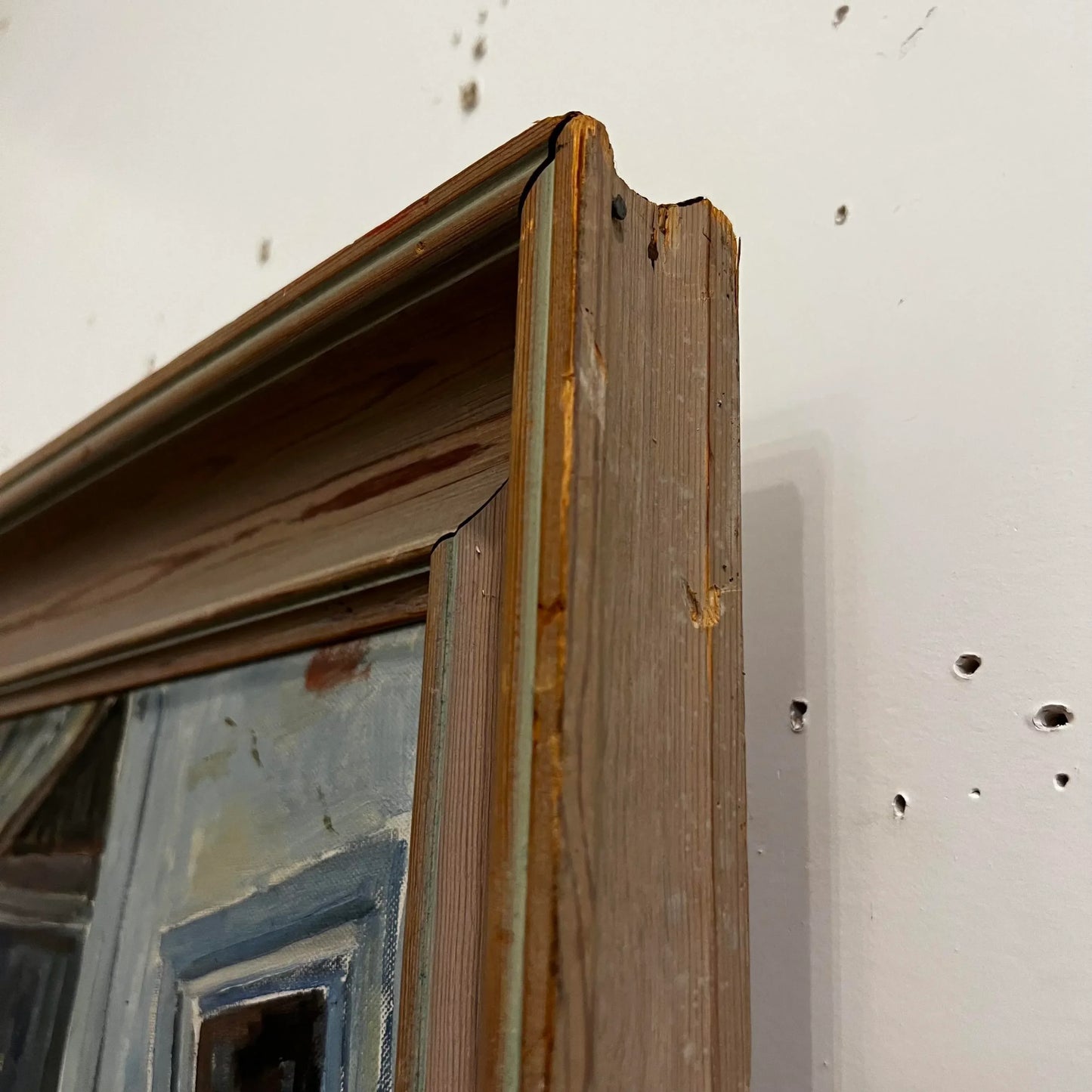 Mid Century Courtyard Oil Painting Husband and Wife