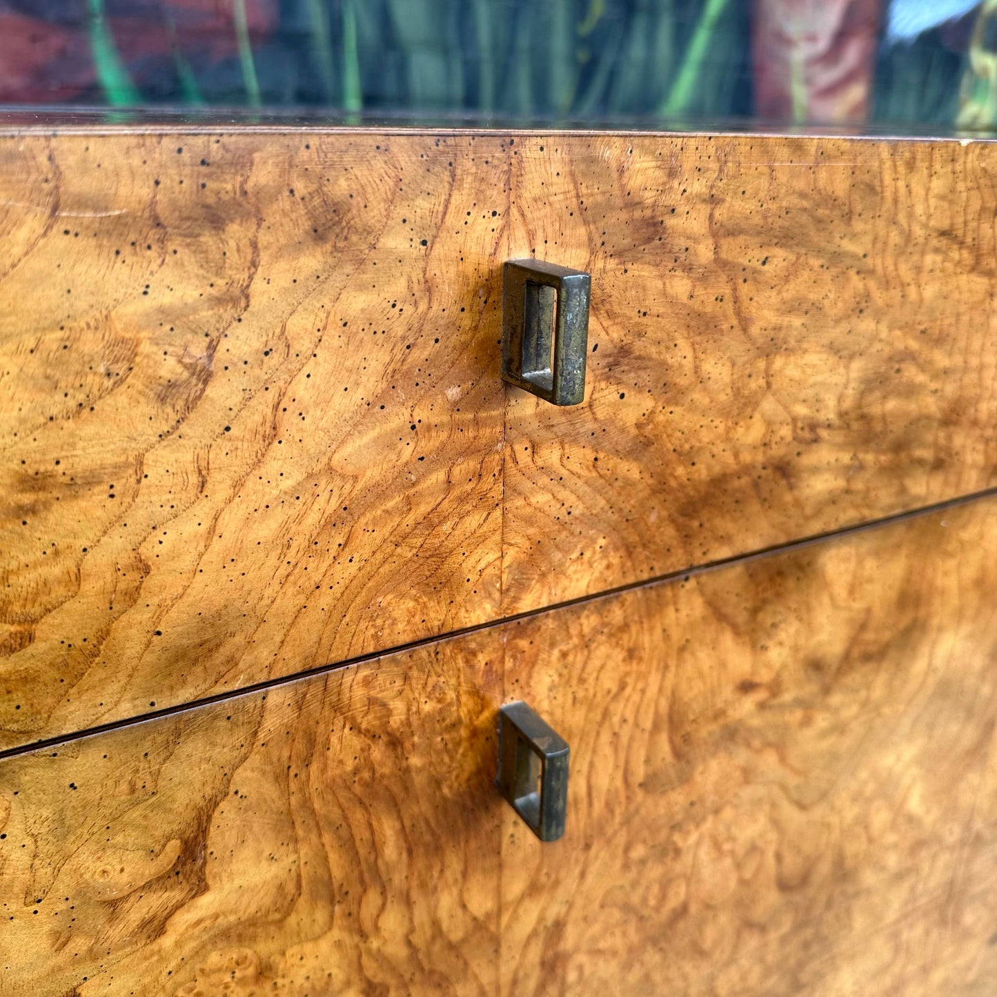 Century Furniture Burl and Brass Petit Chest of Drawers