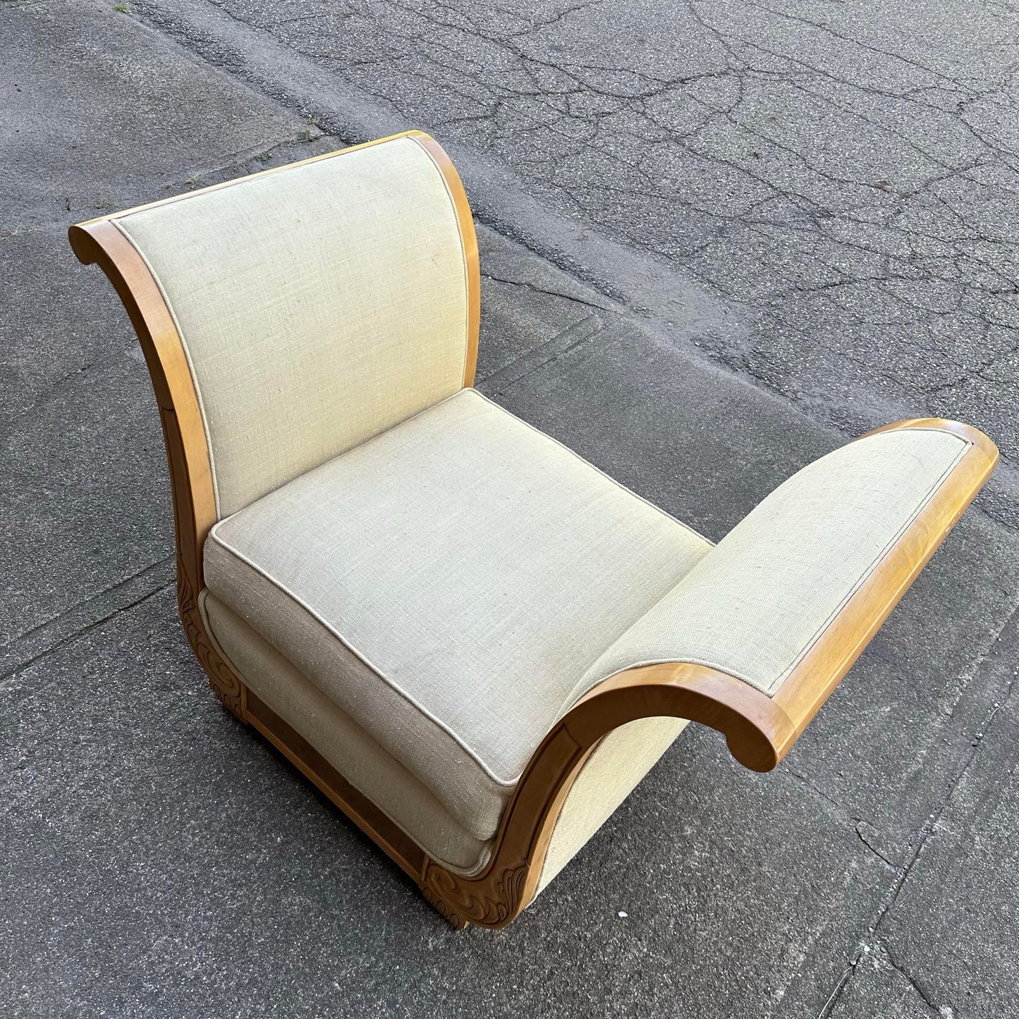 Oversized Sleigh Arm Deco Style Chair Bench