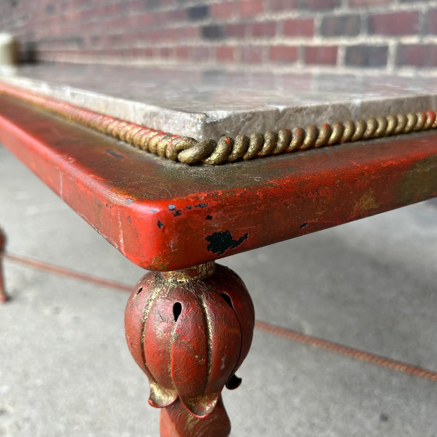 Louis Katona Iron and Marble Coffee Table Art Deco