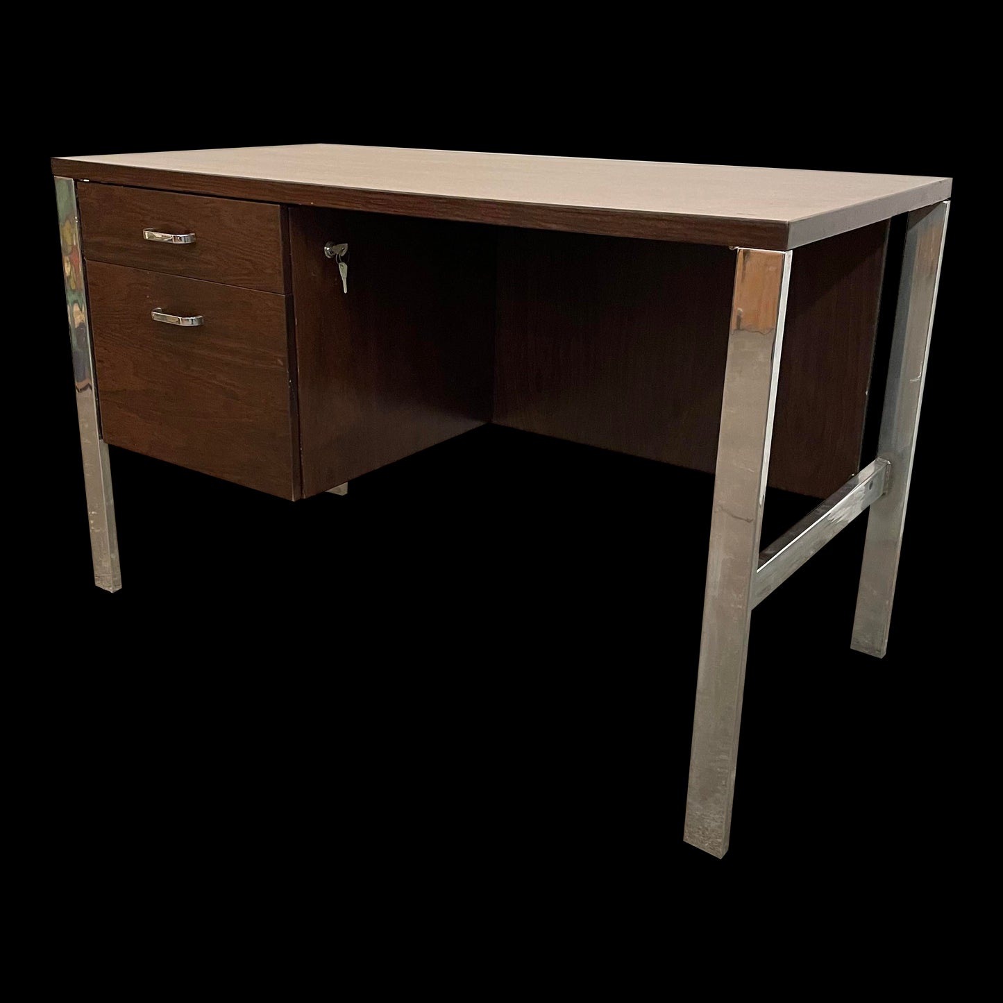 Mid Century Modern Rosewood and Chrome Desk