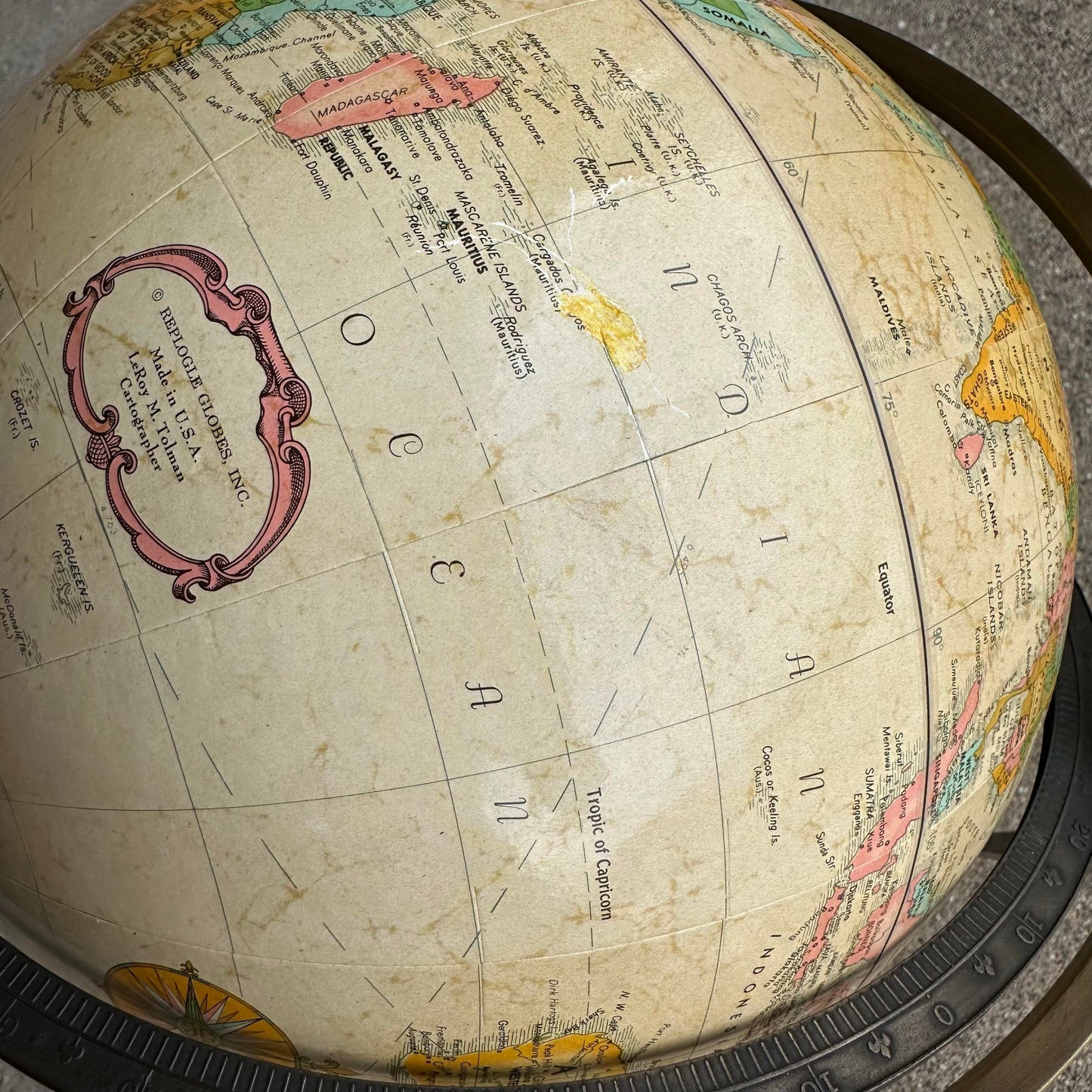 Paul McCobb Style Globe on Brass Stand