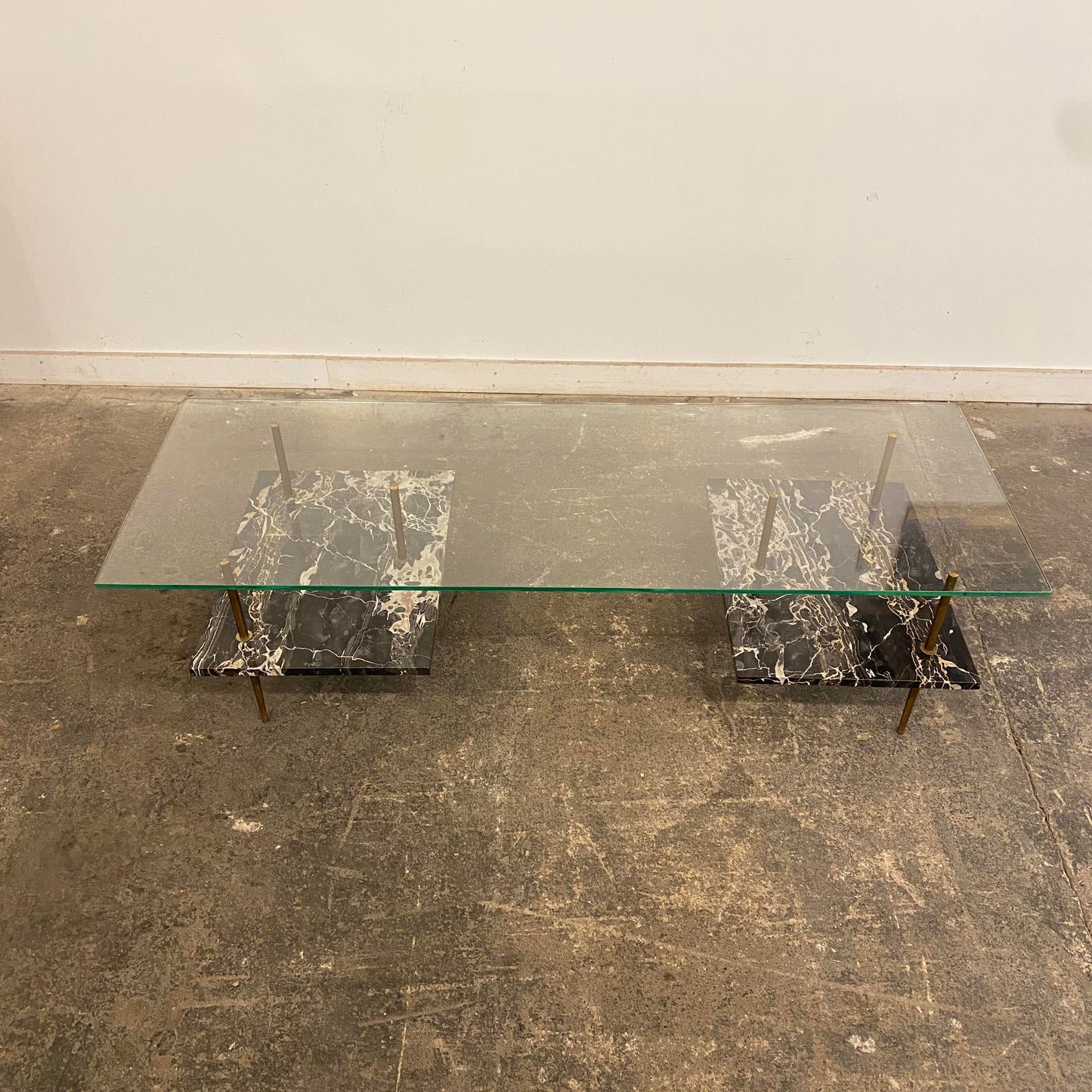 1960s Mid-Century Modern Black Marble Coffee Table