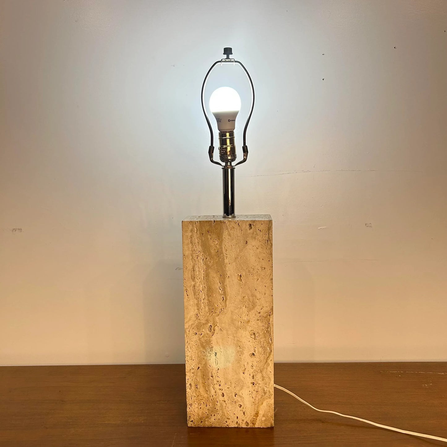 Robsjohn Gibbings Style Travertine Marble Table Lamp