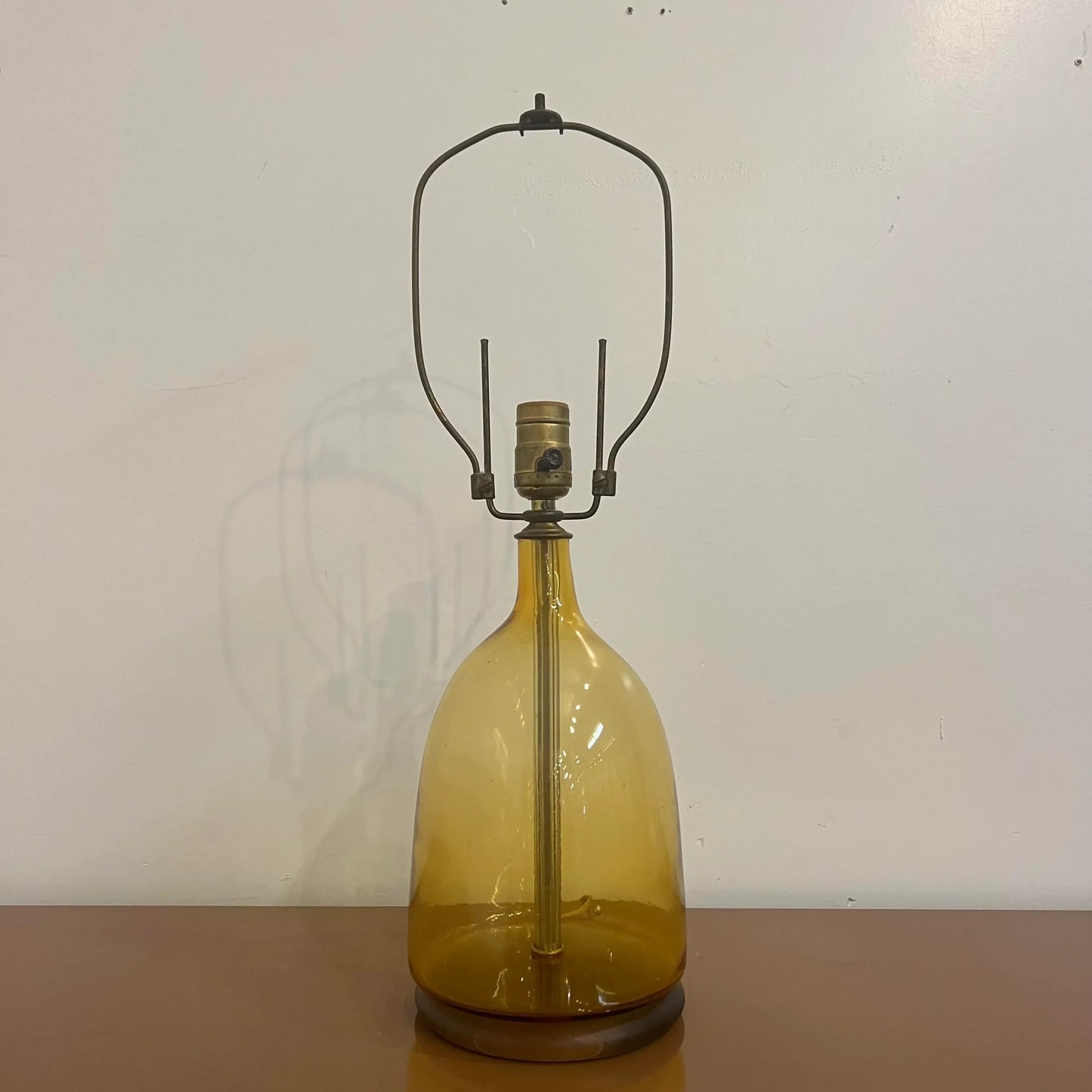 Mid Century Modern Blenko Glass Company Yellow Table Lamp, Unmarked