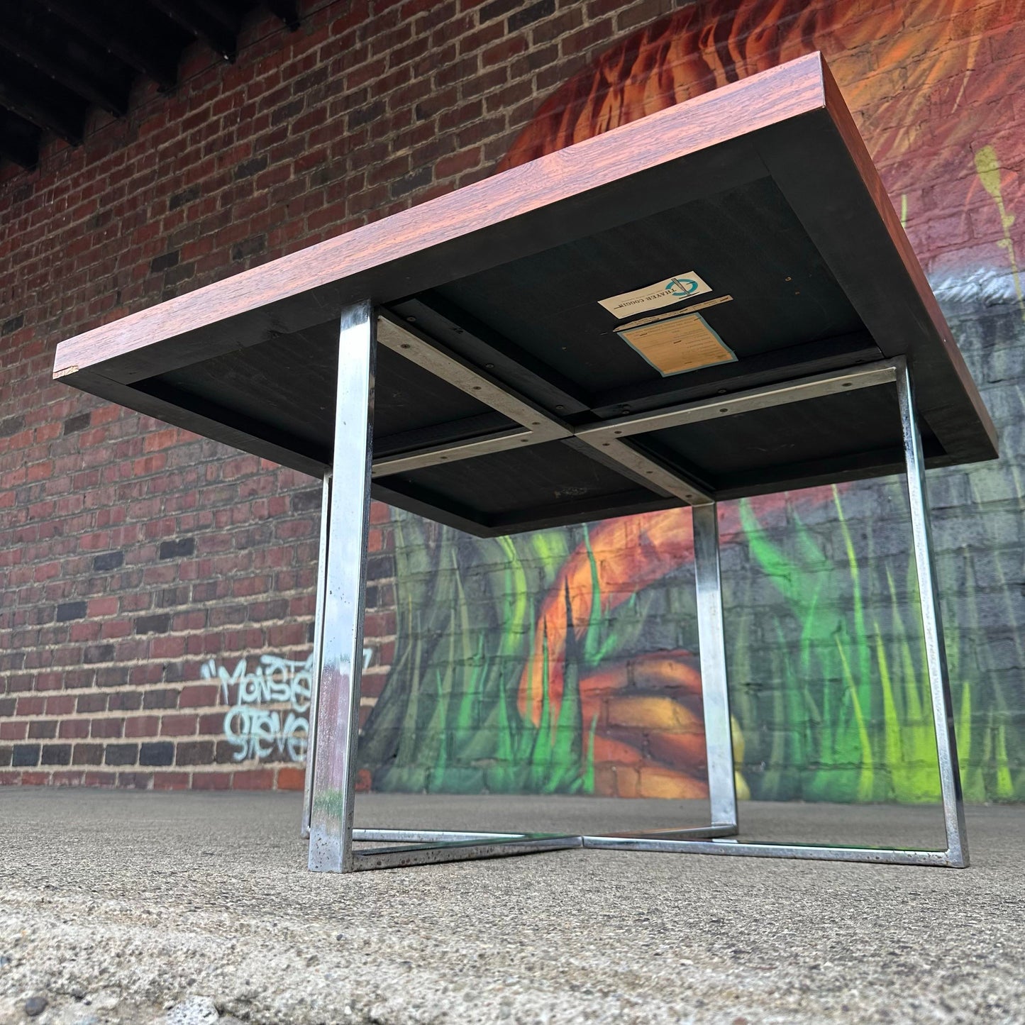 Milo Baughman for Thayer Coggin Rosewood and Chrome Side Table