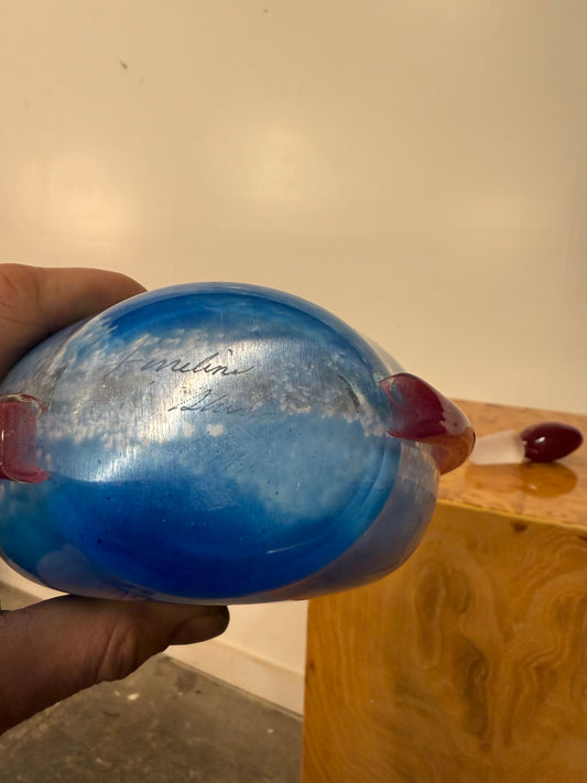 1993 Fineline Studios by Kerry Feldman Handblown Glass Decanter With Face