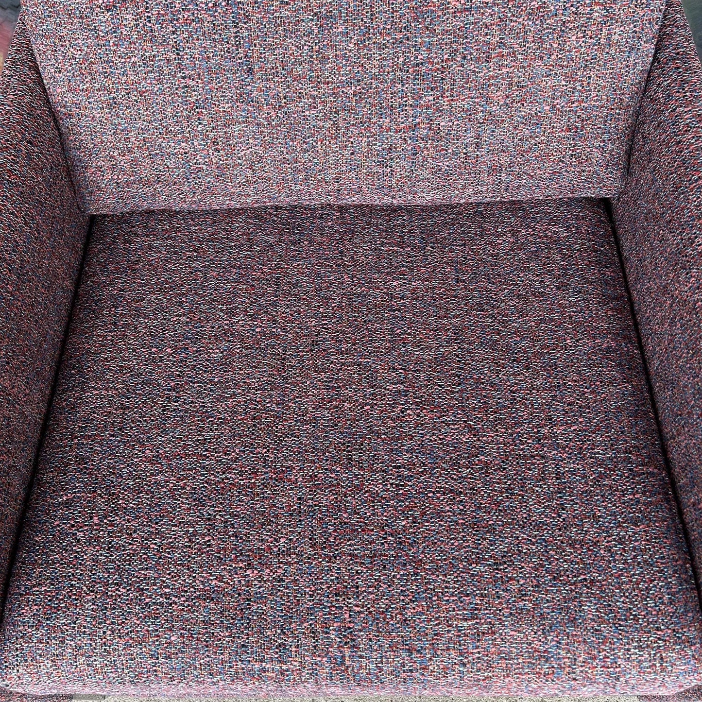 Pair of Chrome Cube Club Chairs Newly Upholstered in a Great Multi Color Texture Fabric