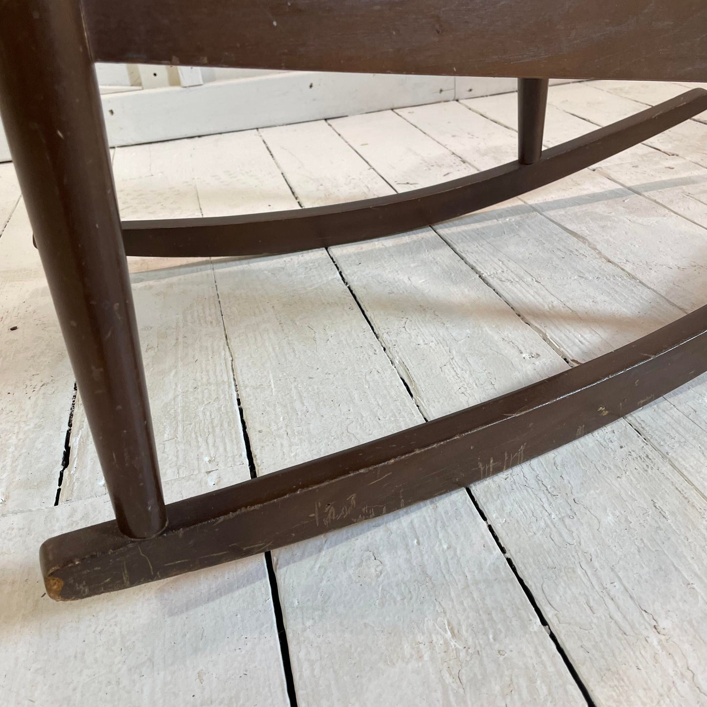 Mid Century Kodawood Rocking Chair in Black Vinyl, Unmarked