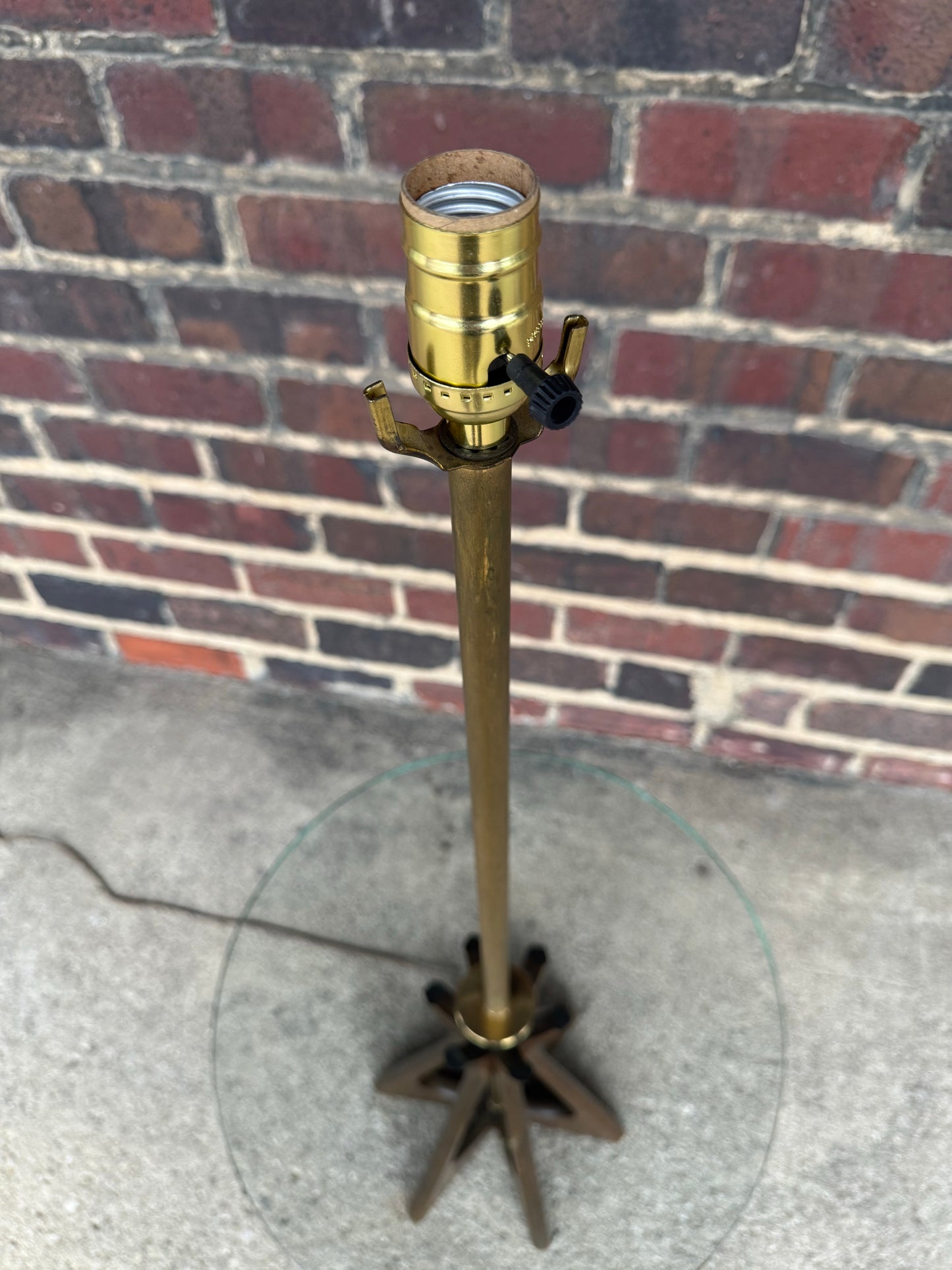 Mid Century Floor Lamp With Glass Table Style of Modline