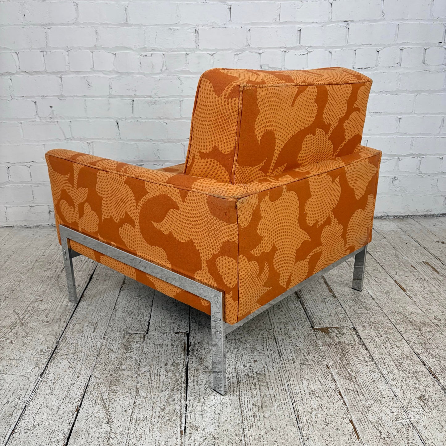 Mid Century Modern Knoll Style Lounge Arm Chair Chrome