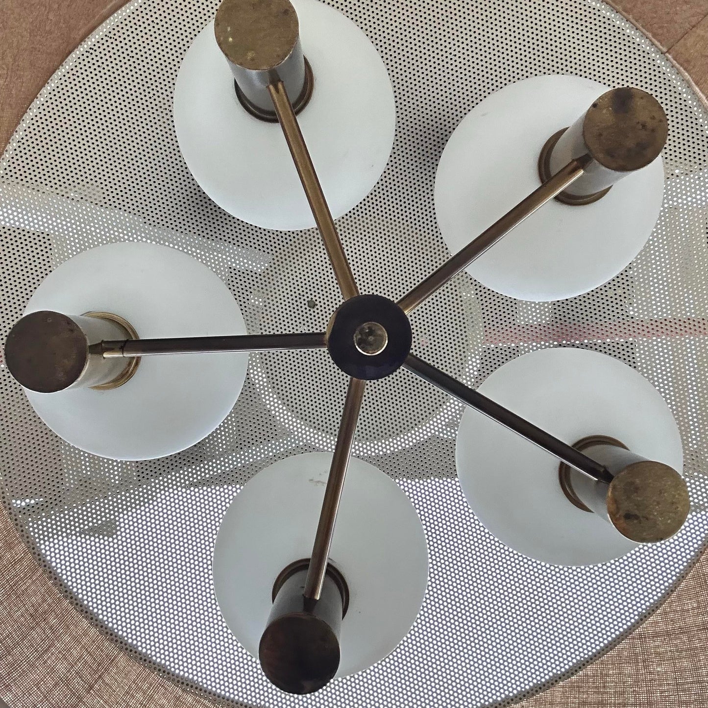 Mid Century Modern Chandelier Hanging Lamp by Gerald Thurston for Lightolier 2