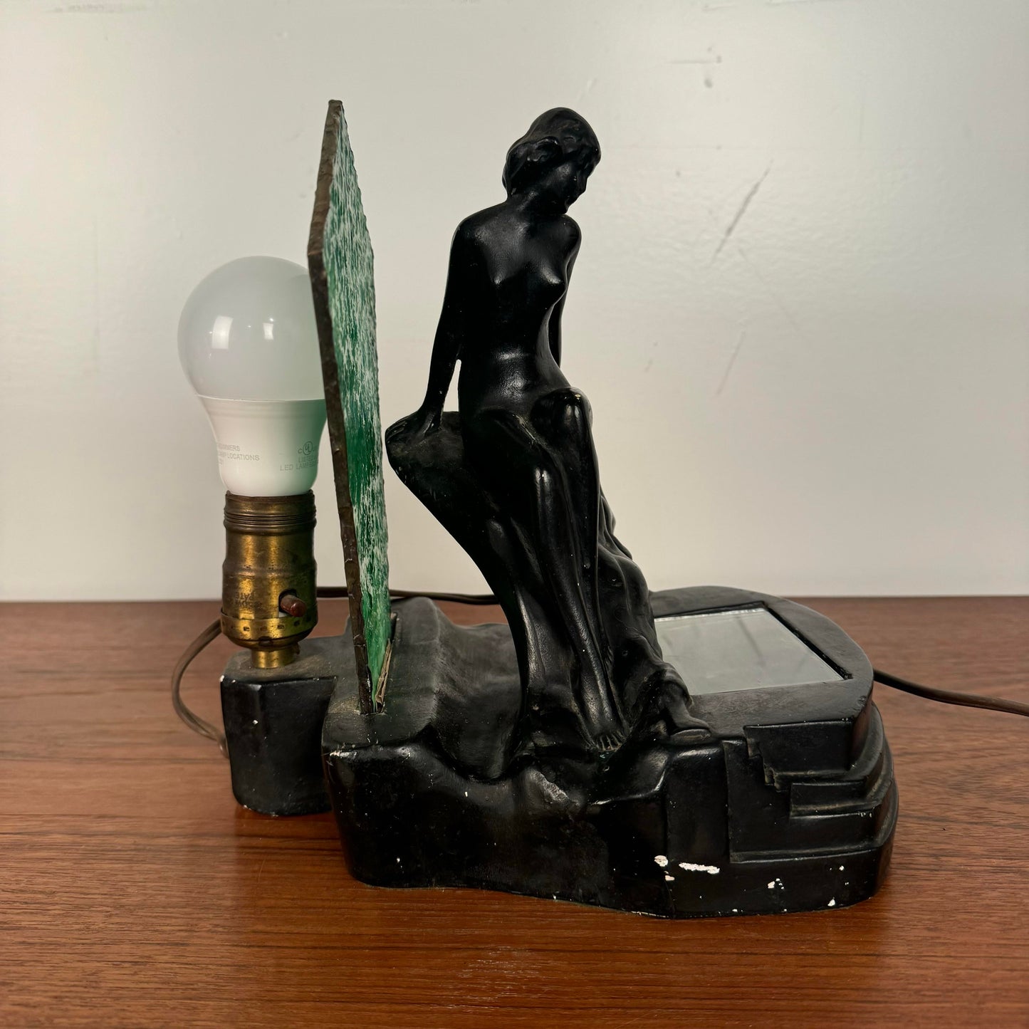 Art Deco Nude Figure Stained Glass Table Lamp