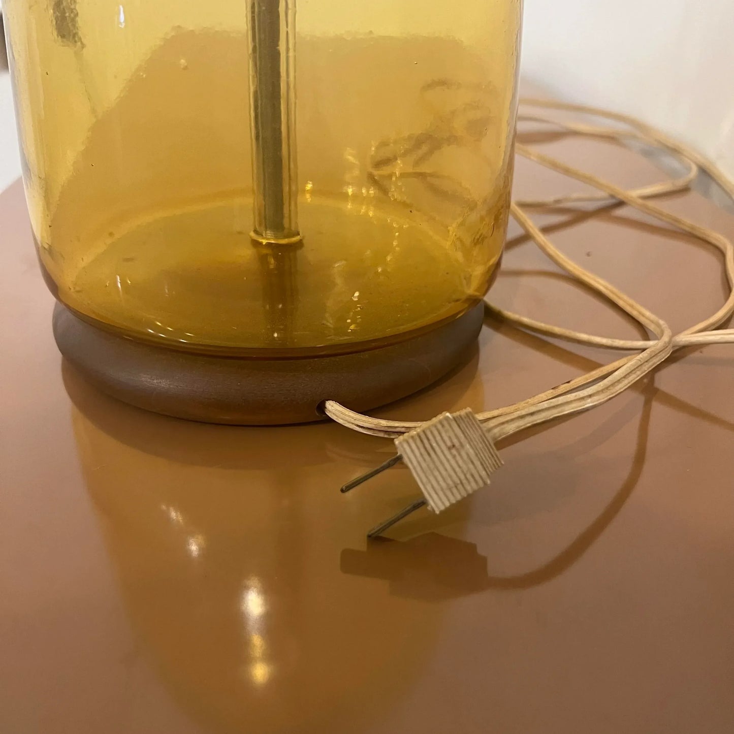 Mid Century Modern Blenko Glass Company Yellow Table Lamp, Unmarked