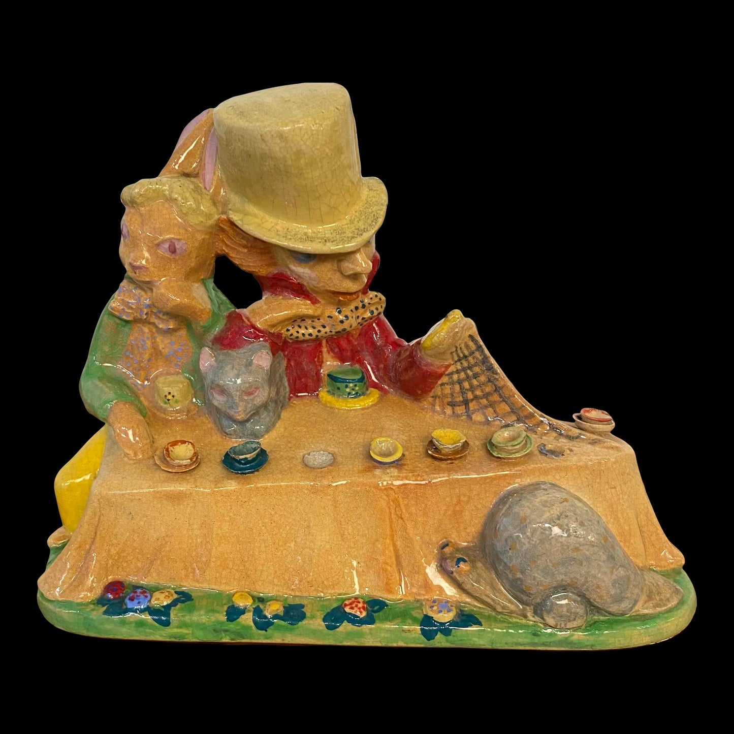 Ceramic Sculpture by Edris Eckhardt “Mad Hatter’s Tea Party” Alice in Wonderland