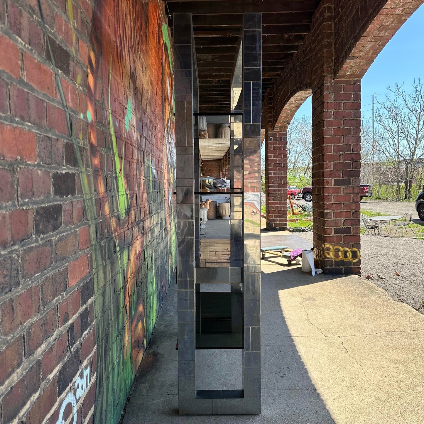 Paul Evans Polished Chrome and Glass Etagere Shelf