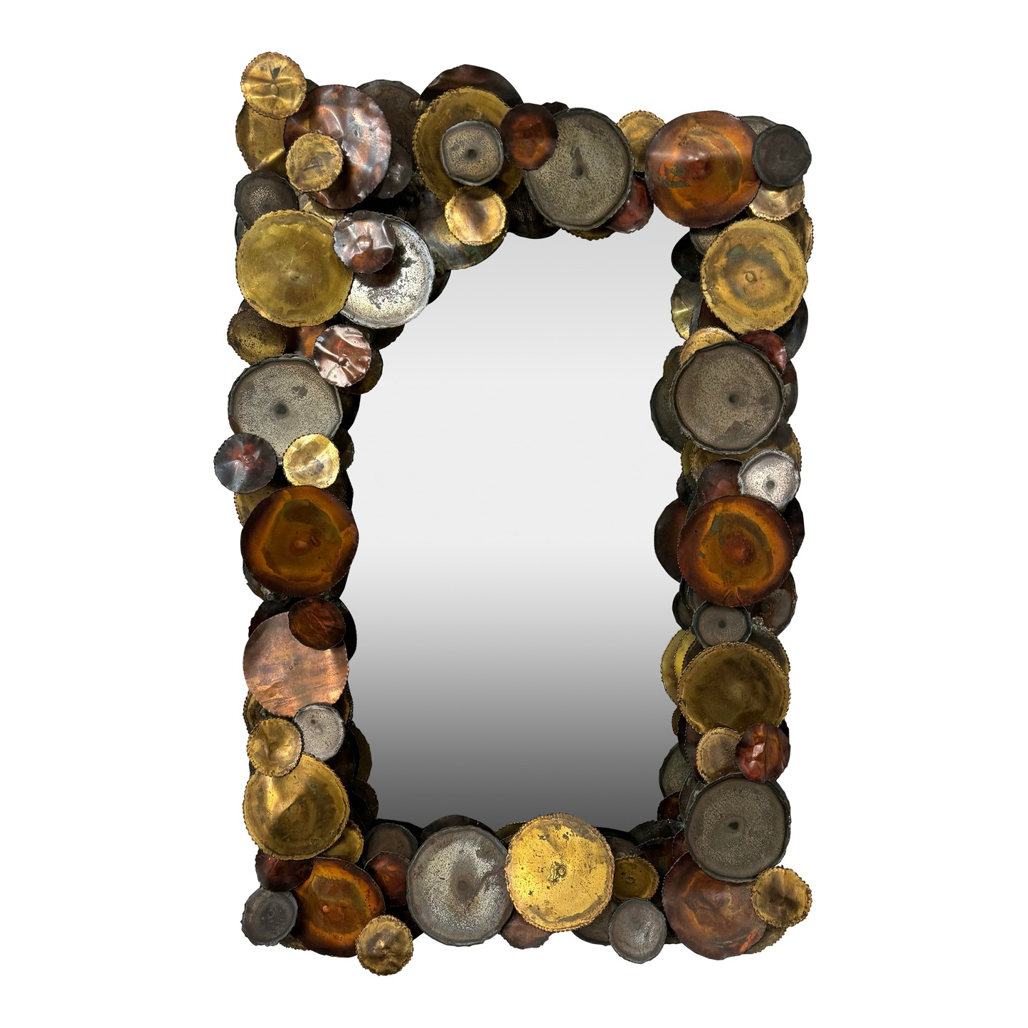 Curtis Jere Brutalist Mixed Metals Raindrops Mirror