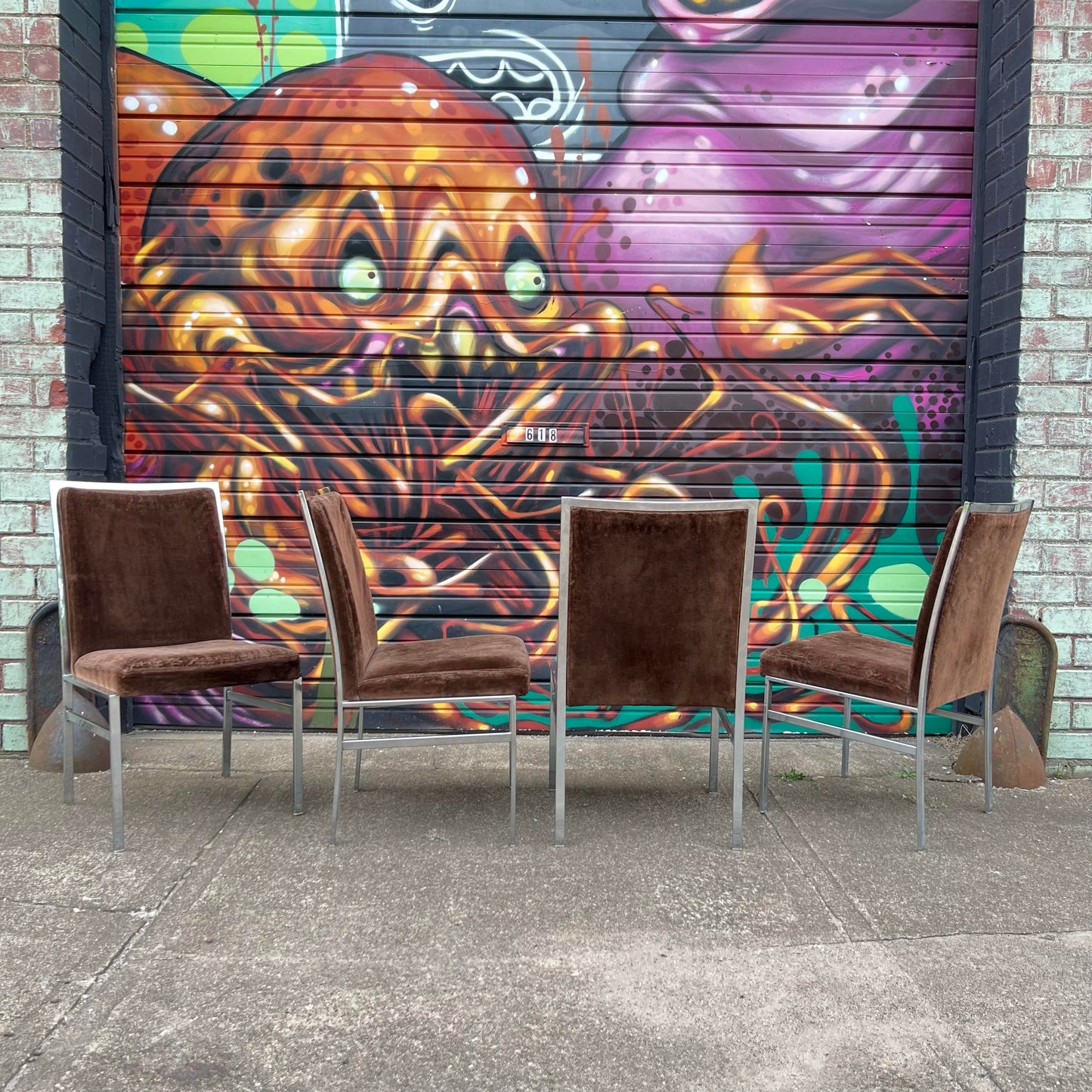 Milo Baughman Chrome and Smoked Glass Dining Set Dillingham Chairs