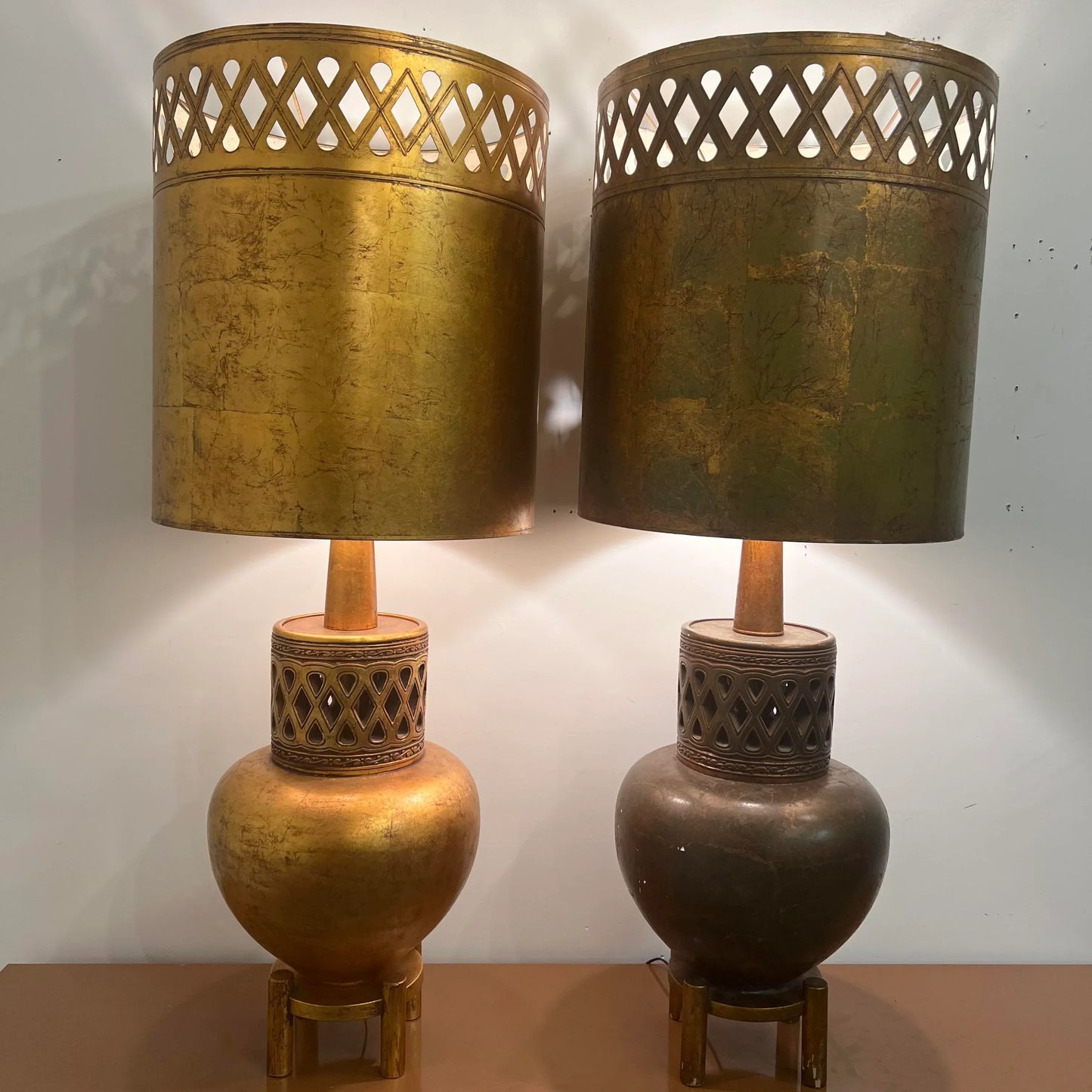Pair of Mid-20th Century James Mont Oversize Lamps