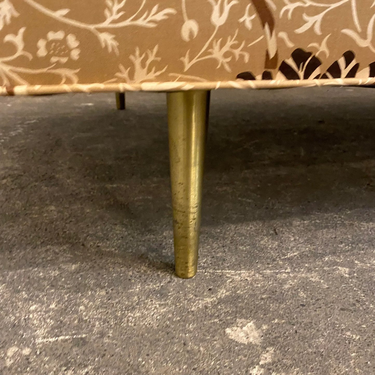 Mid Century Modern Edward Wormley for Dunbar Sofa Recovered in William Morris Fabric Brass Legs
