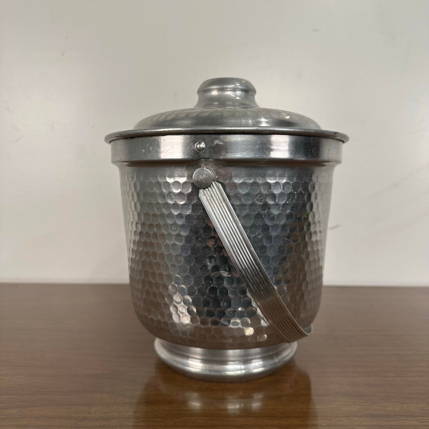 Mid-Century Modern Italian Hammered Aluminum Ice Bucket