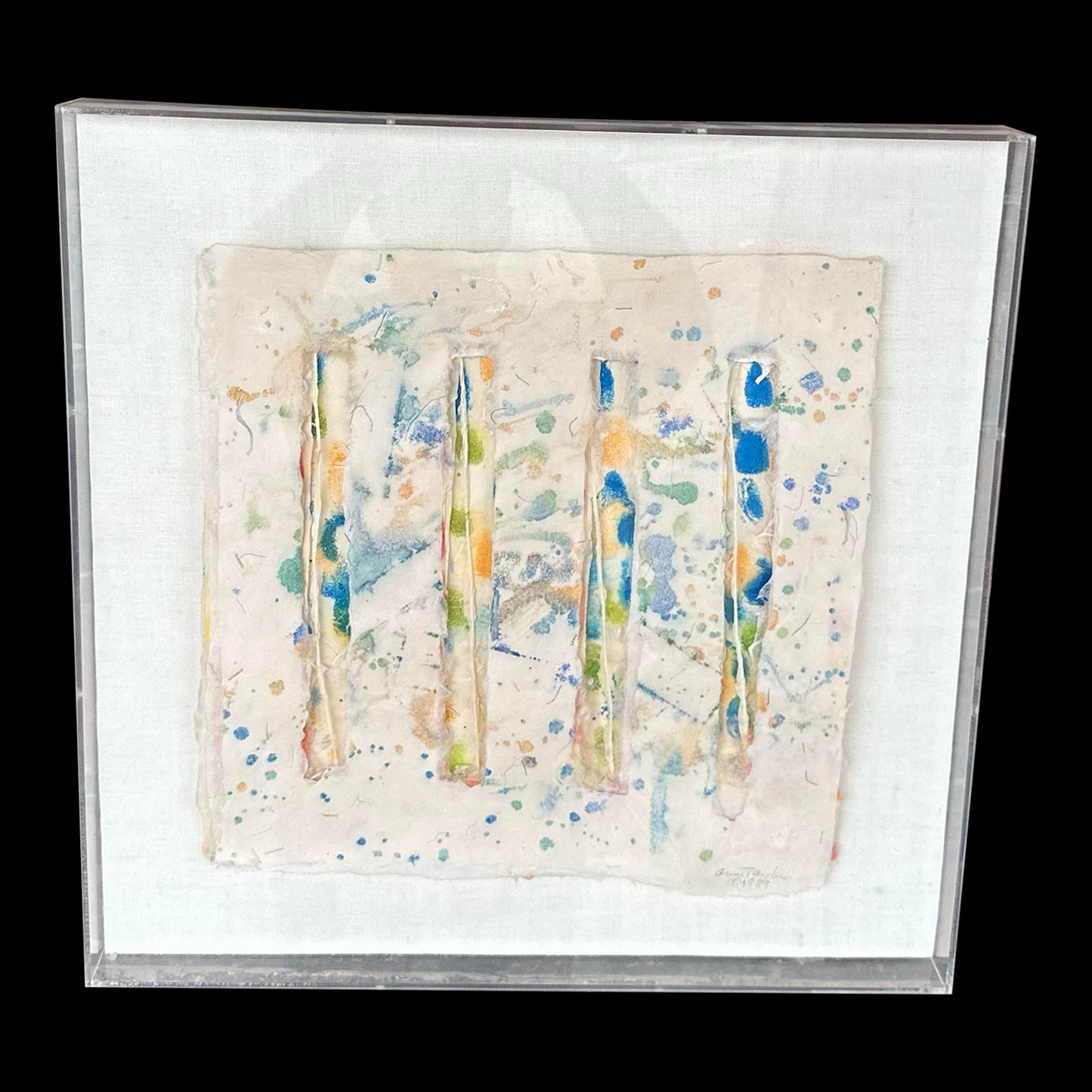 Anne Taylor Mixed Media Artwork, “Summer Song” (1989) – Framed in Acrylic Box