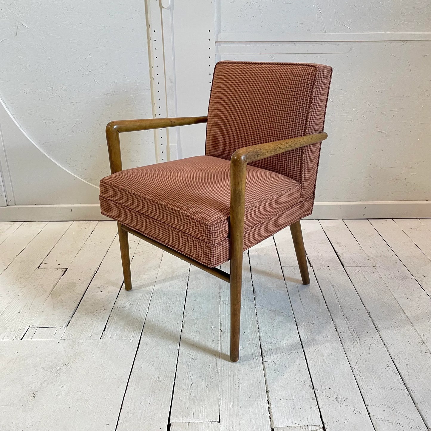 Mid 20th Century Red Checked Fabric Chair