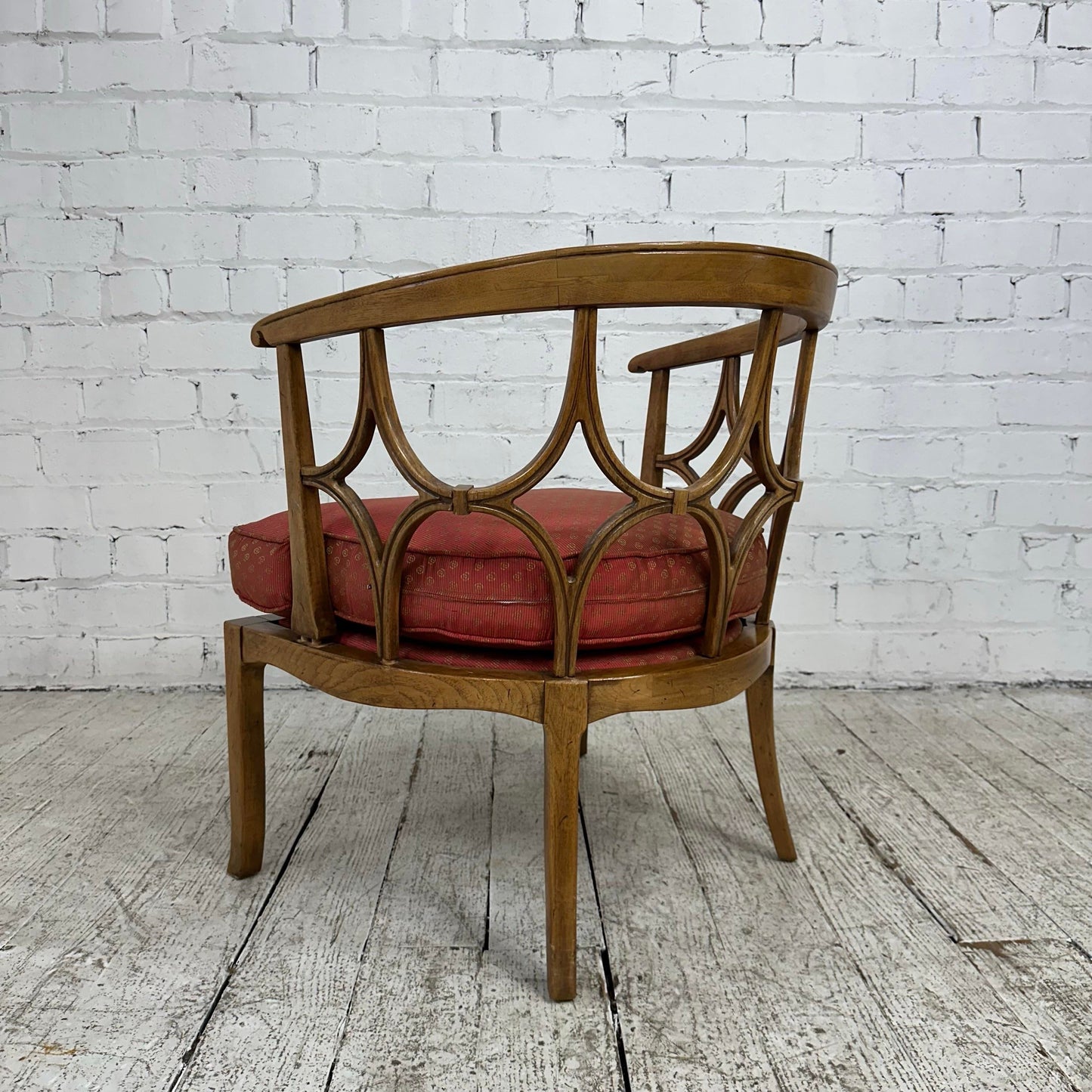 Tomlinson Sophisticate Hollywood Regency Spider Web Barrel Back Armchair