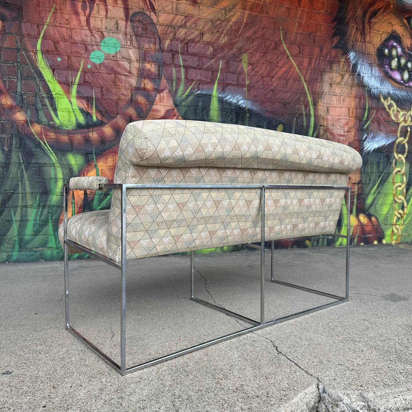Mid Century Modern Milo Baughman Chrome Base Loveseat