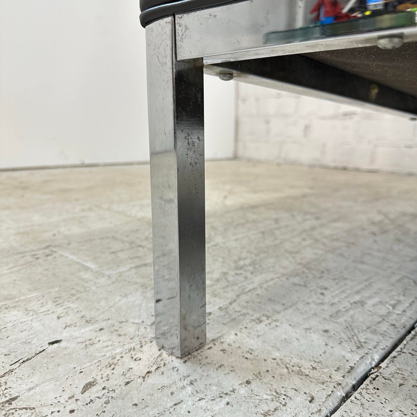 Knoll Black Vinyl Sofa by Florence Knoll