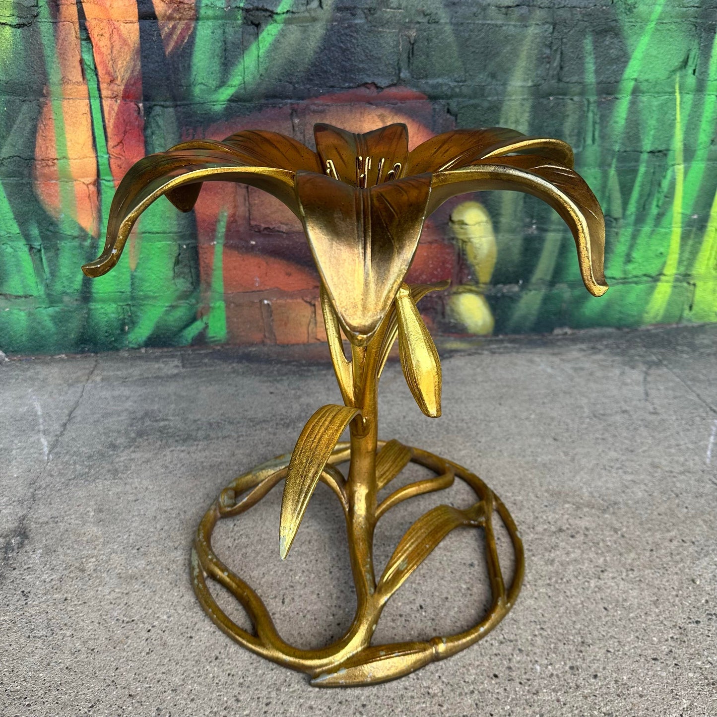 Mid Century Modern Drexel "Arthur Court" Lily Gilded Cast Aluminum Side Table