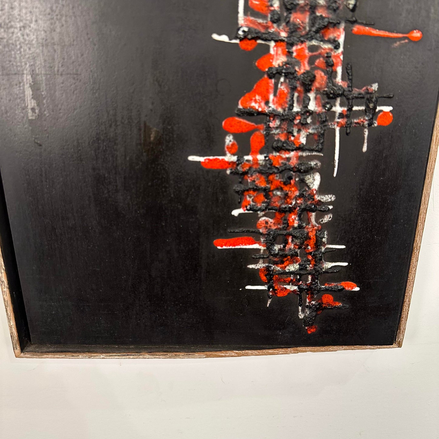 Mid Century Modern Abstract Brutalist Glaze on Slate Tile