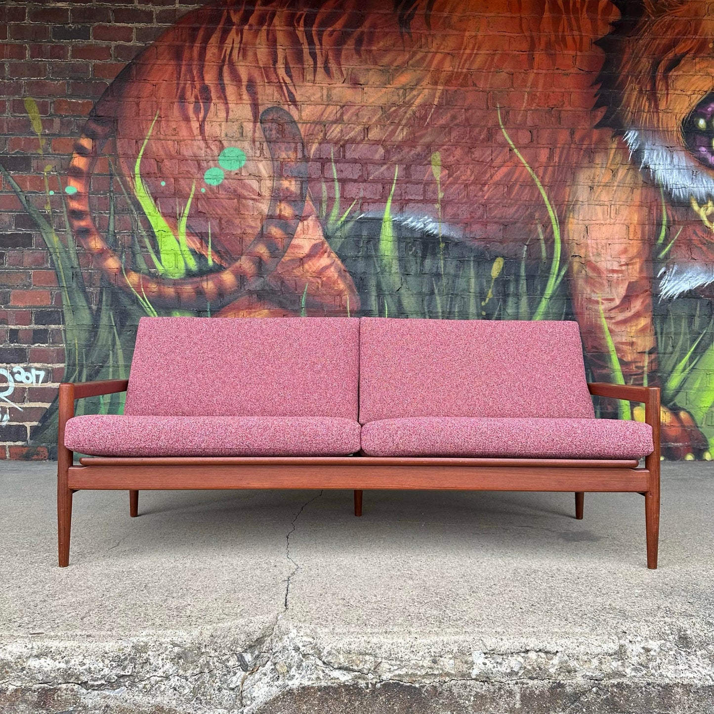 Borge Jensen Danish Modern Teak Sofa Reupholstered Cushions