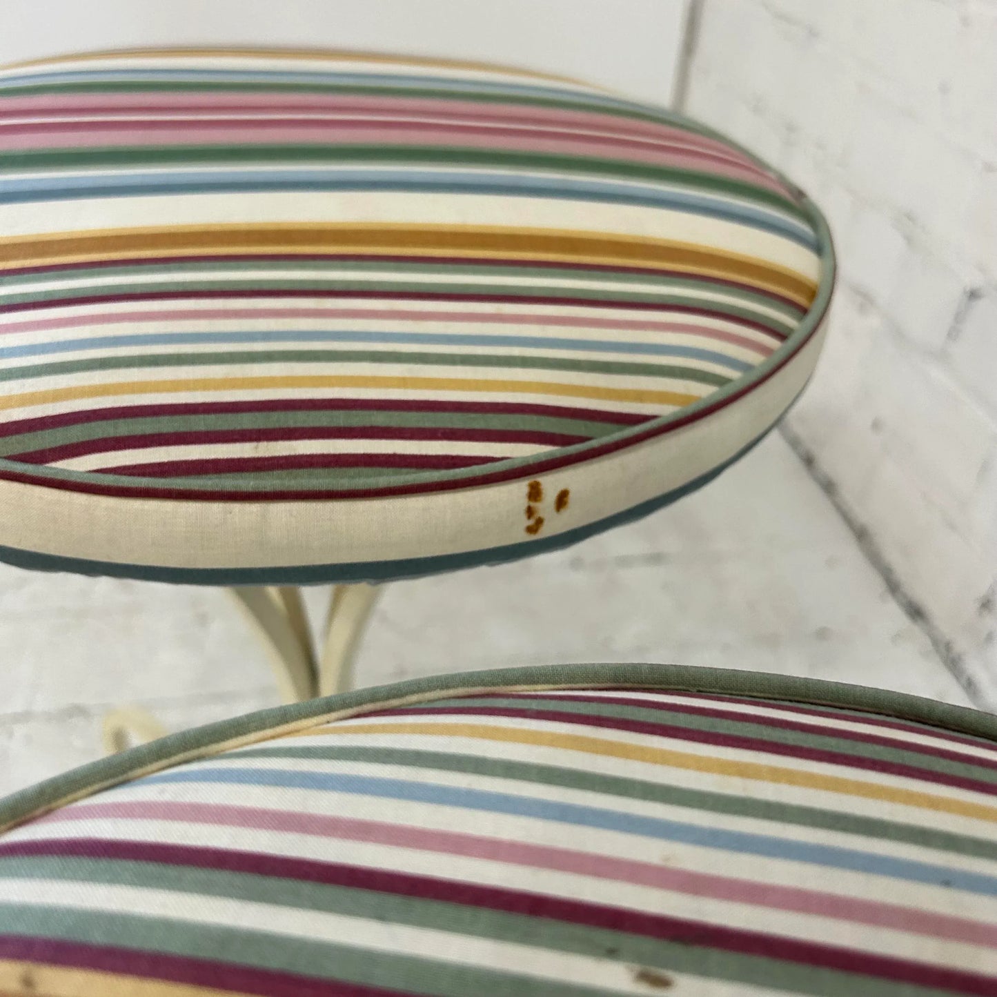 Set of 3 Upholstered Iron Base Stools Heavy Quality