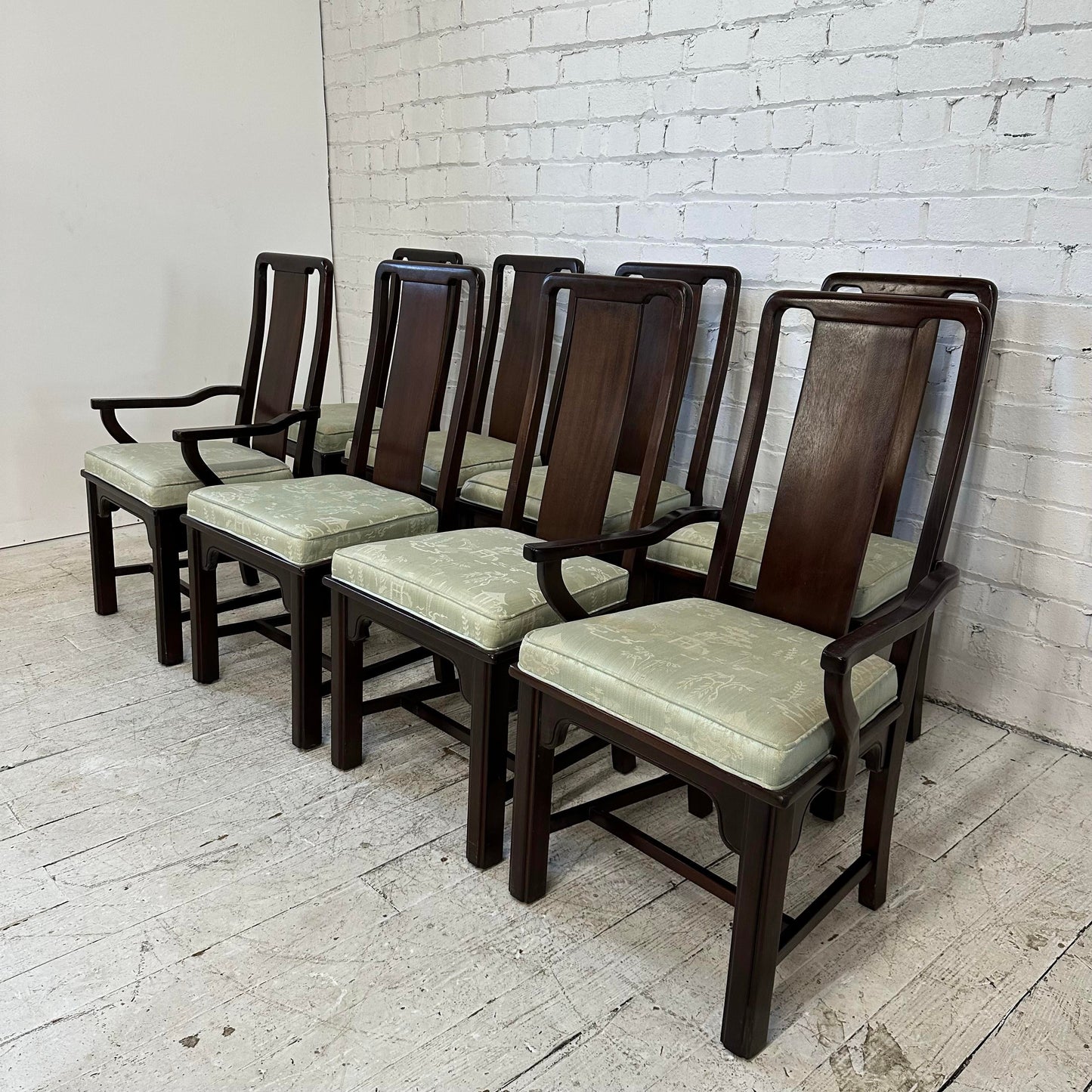 Set of 8 Chromecraft Asian Style Dining Chairs
