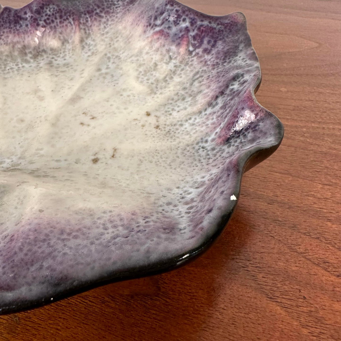 Leaf Shaped Dish in Glazed Stonewar by Pol Chambost, France, 1940s