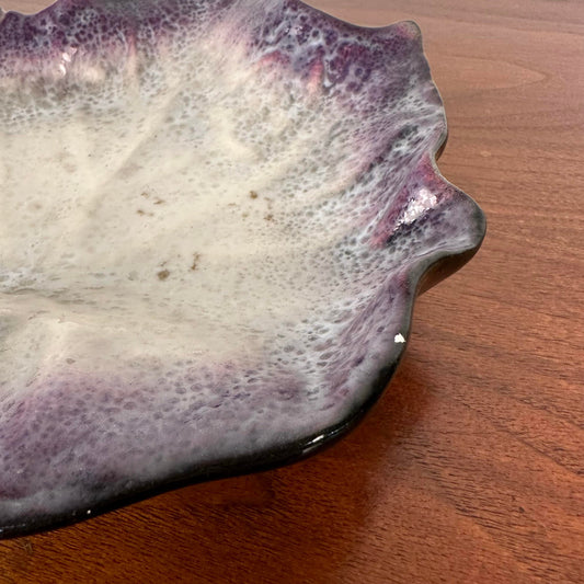 Leaf Shaped Dish in Glazed Stonewar by Pol Chambost, France, 1940s