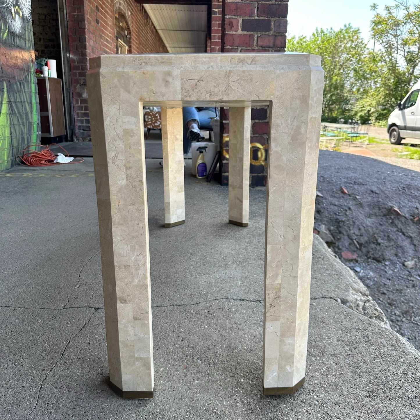 Maitland-Smith Tessellated Marble Console Table