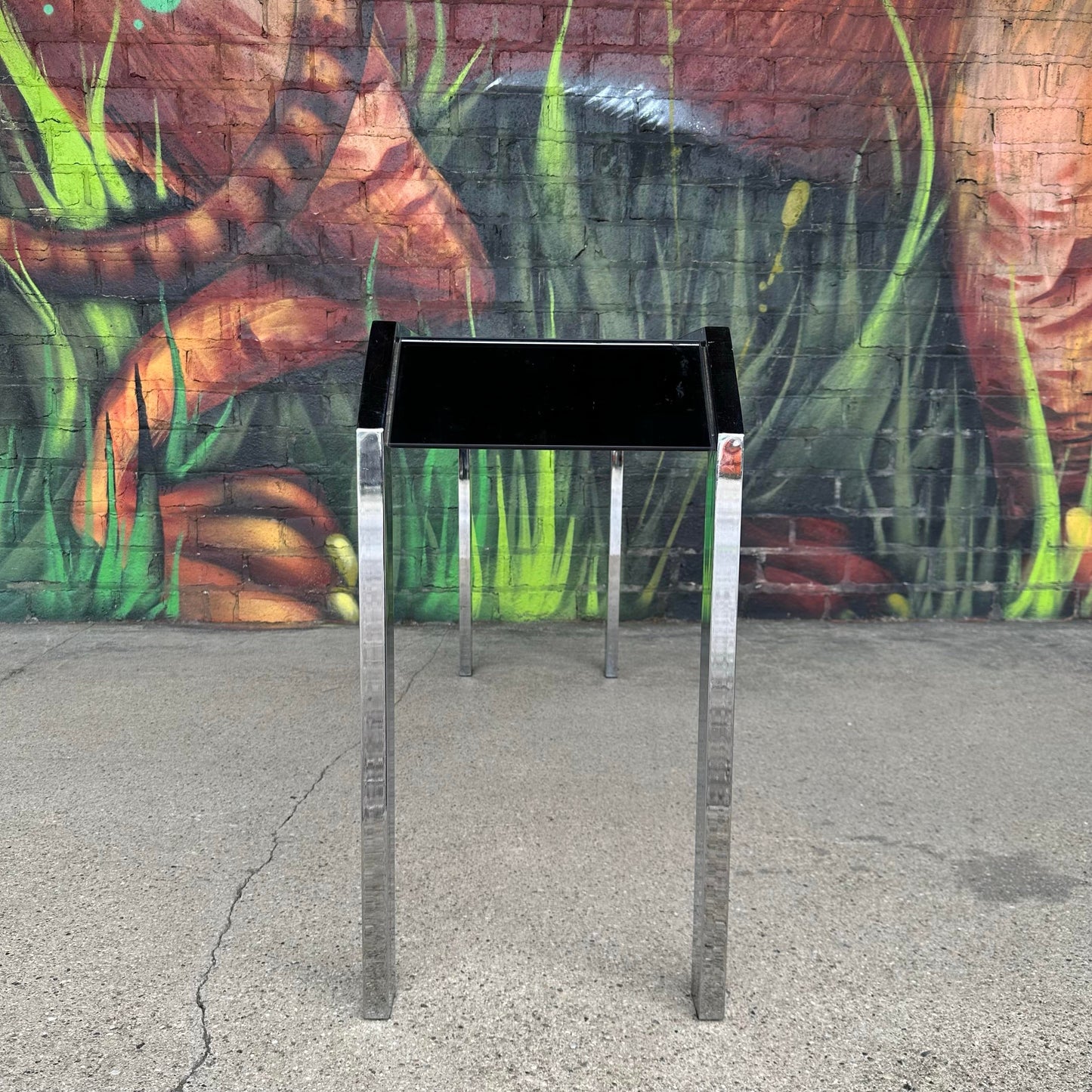 Chrome and Smoke Mirrored Console Table Style of Milo Baughman