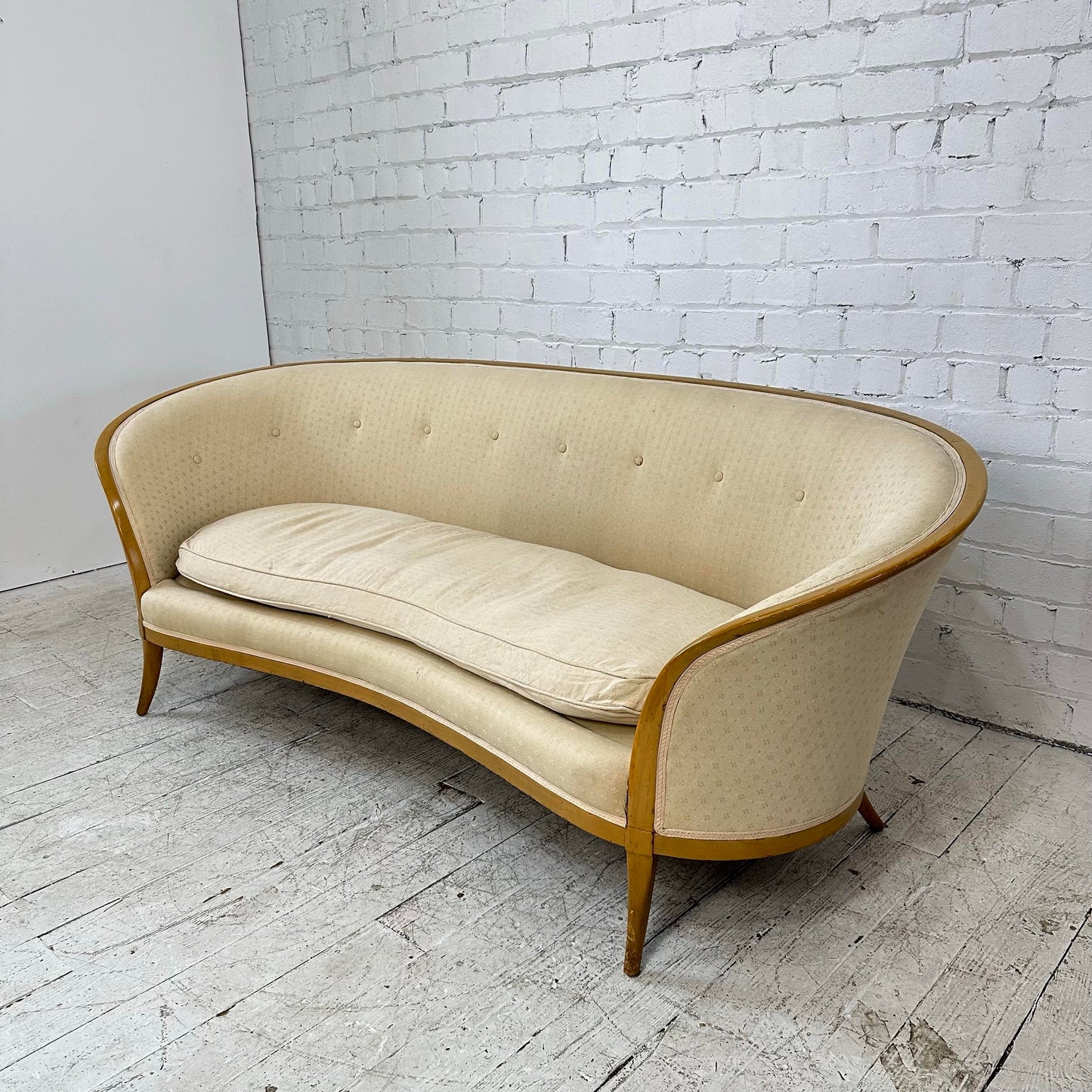 Art Deco Modern French Style Curved Tall Back Sofa