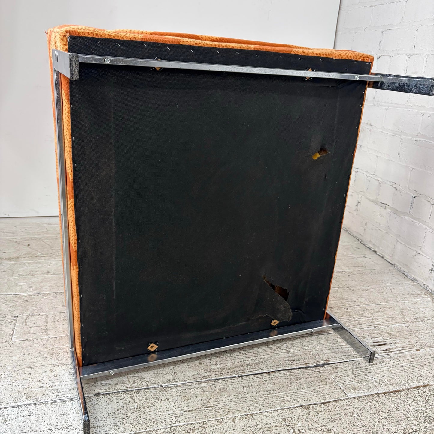 Mid Century Modern Knoll Style Lounge Arm Chair Chrome