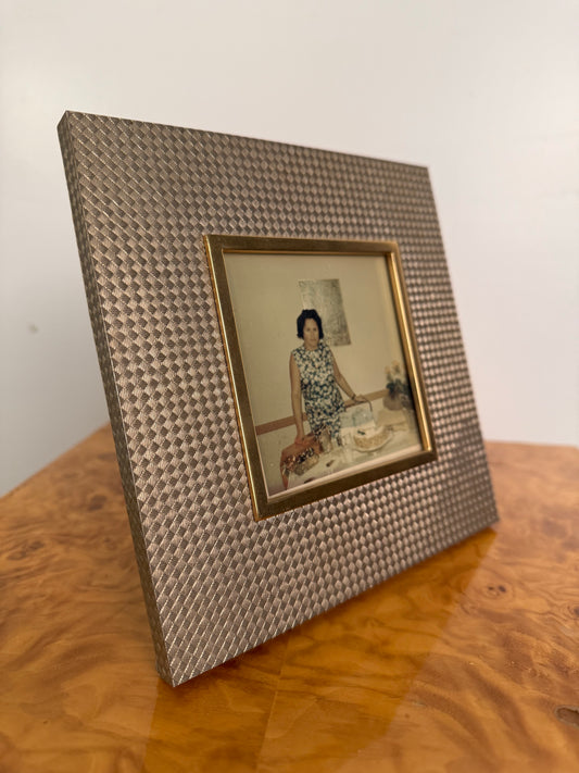 Cartier Made in Italy Vintage Gilt Brass Woven Basket Weave Picture Frame