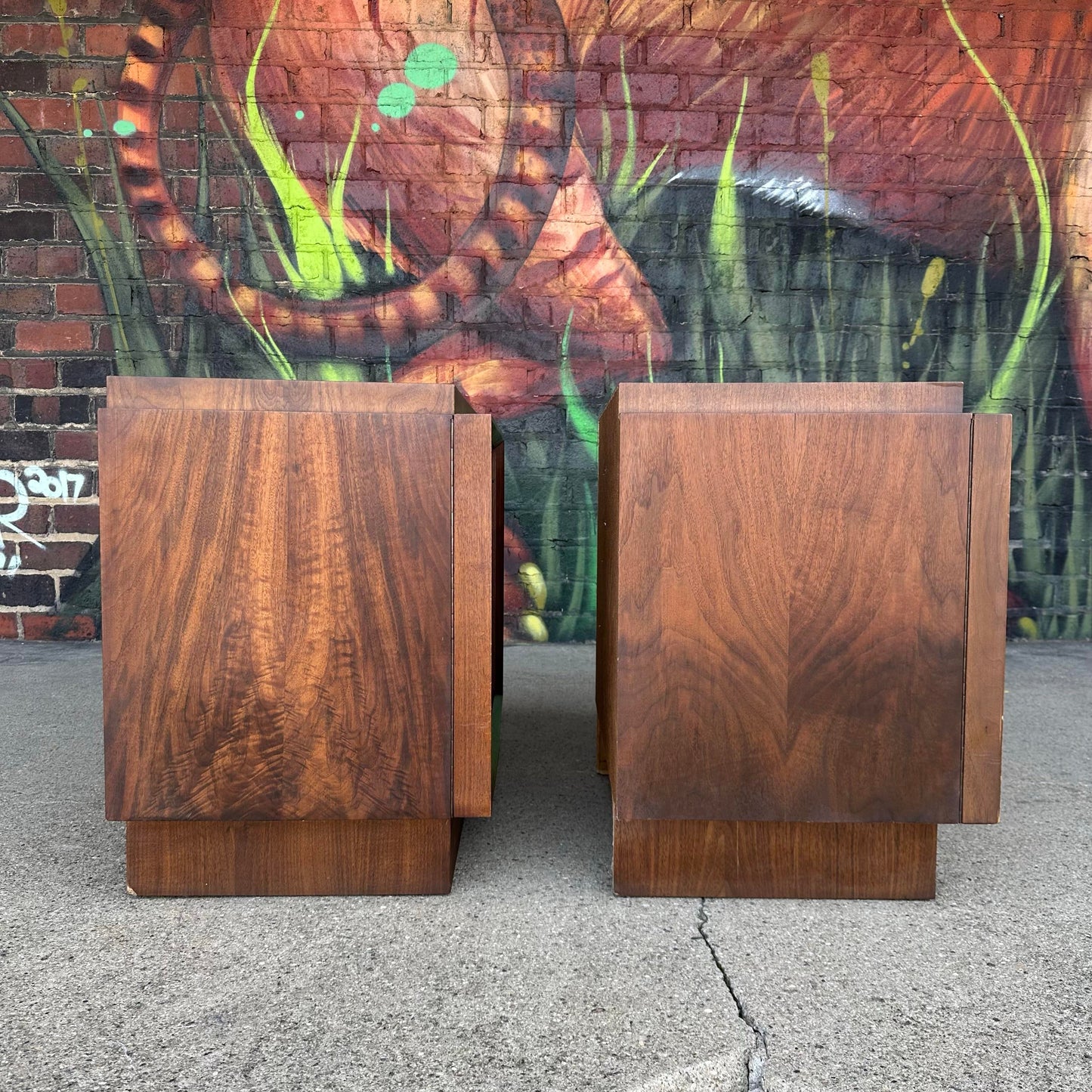 Mid-Century Modern Pair of Tobago Canadian Brutalist Nightstands