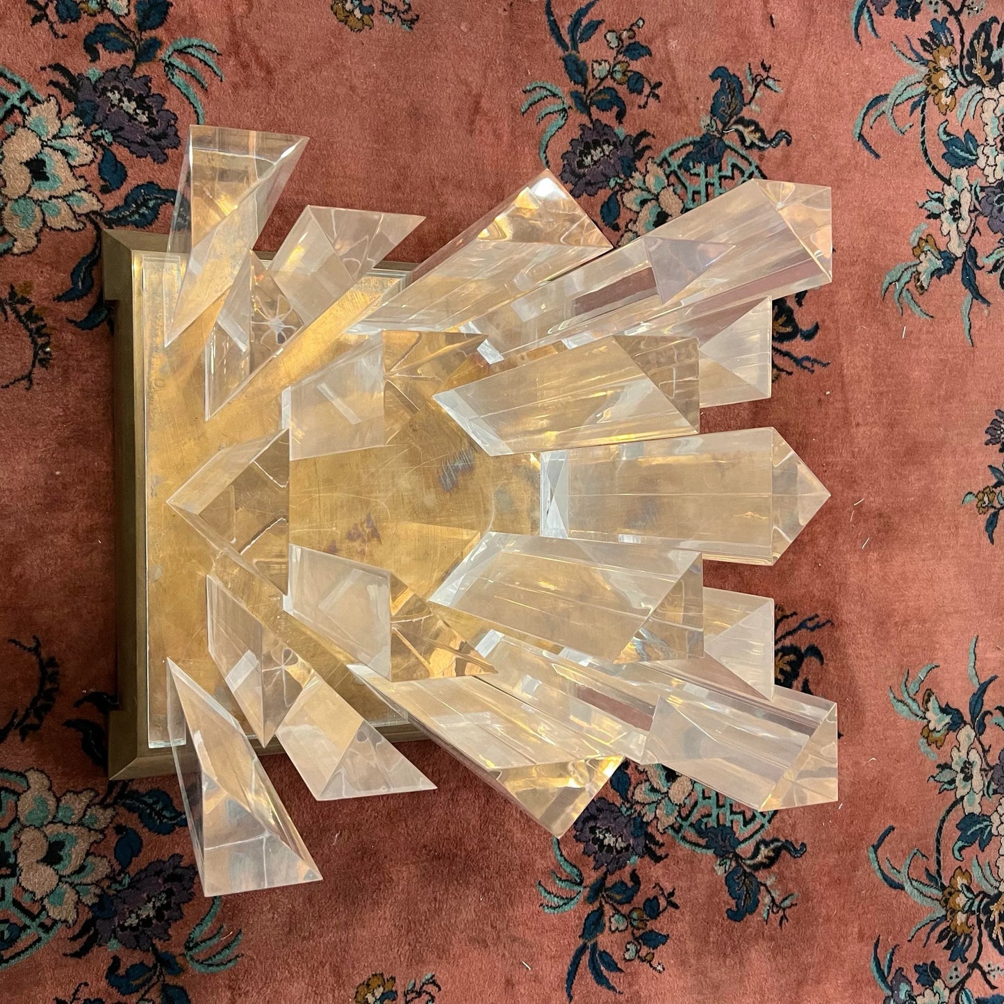 8’ Round Jeffrey Bigelow Lucite and Glass Dining Table Monumental