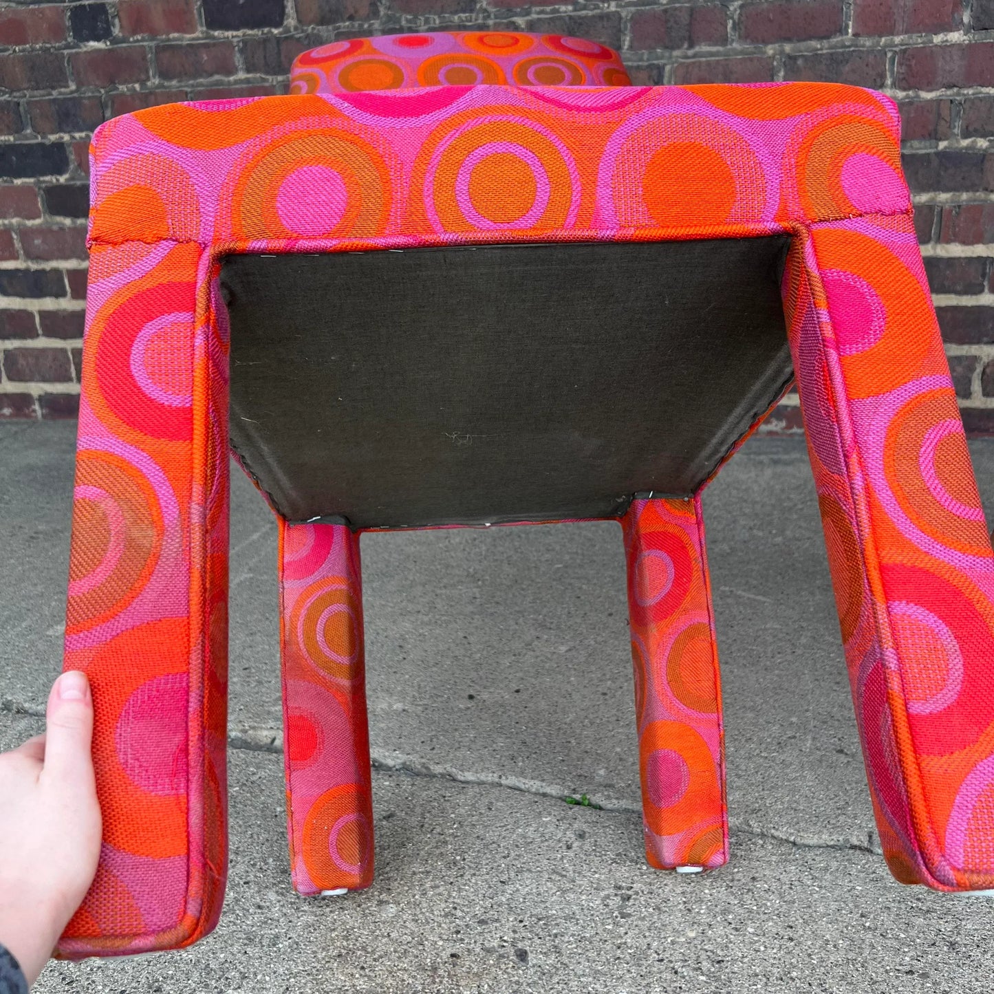 Pair of Tall Back Parsons Chairs Midcentury Fabric